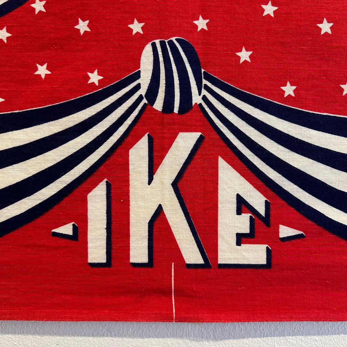 1952s Elephant (Trunk Up) Fast Color Red Color Bandana with Eisenhower "Win with Ike" Presidential Campaign Graphic Print