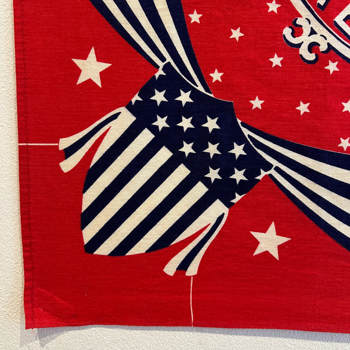 1952s Elephant (Trunk Up) Fast Color Red Color Bandana with Eisenhower "Win with Ike" Presidential Campaign Graphic Print