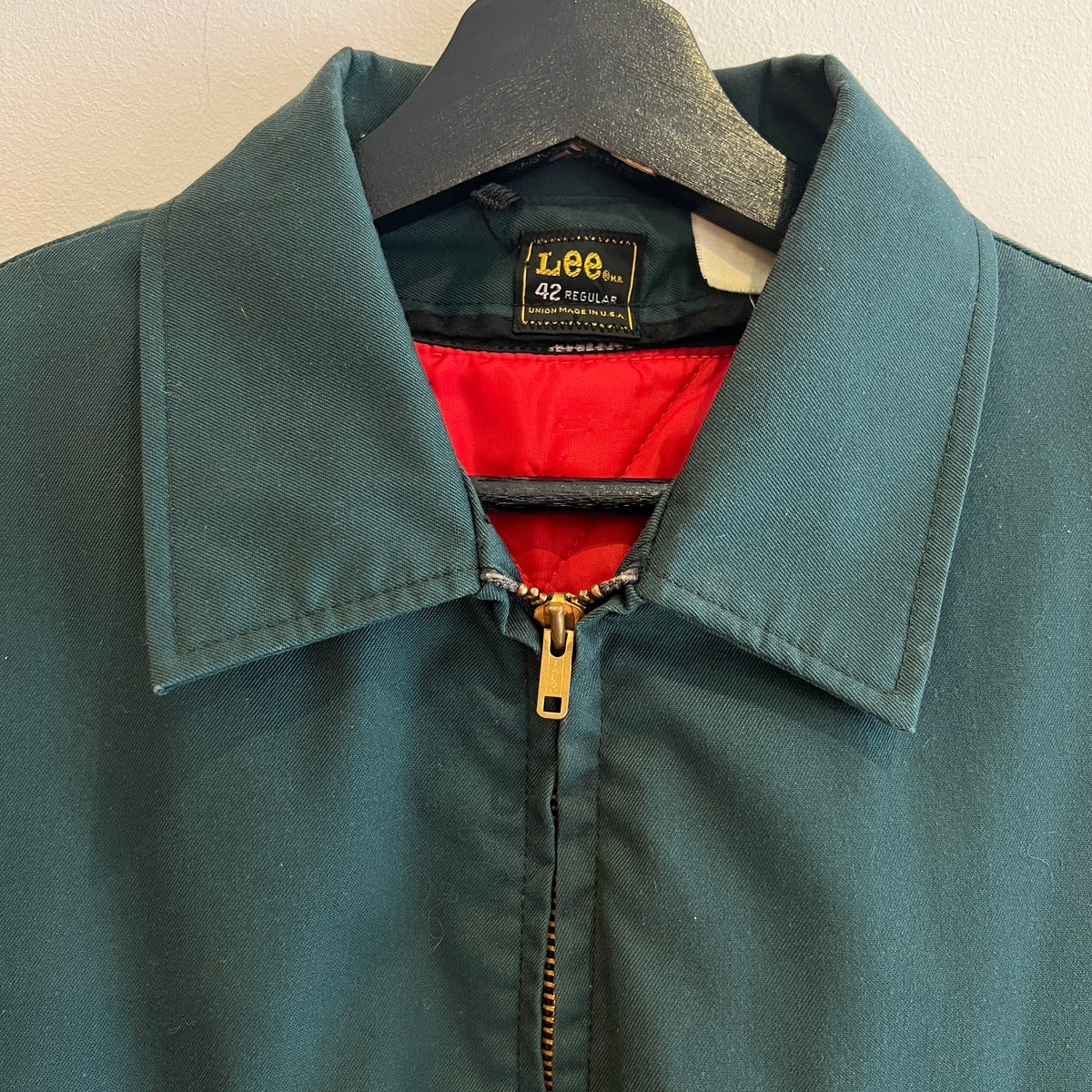 Late 1960s ~ Early 1970s Lee Workwear Full Zip Dark Green Jacket with Removable Quilted Red Liner