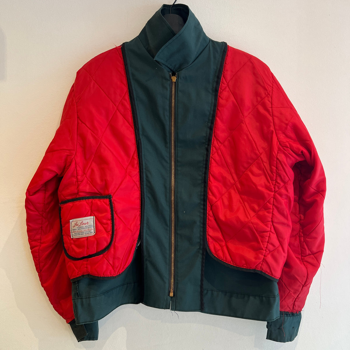 Late 1960s ~ Early 1970s Lee Workwear Full Zip Dark Green Jacket with Removable Quilted Red Liner