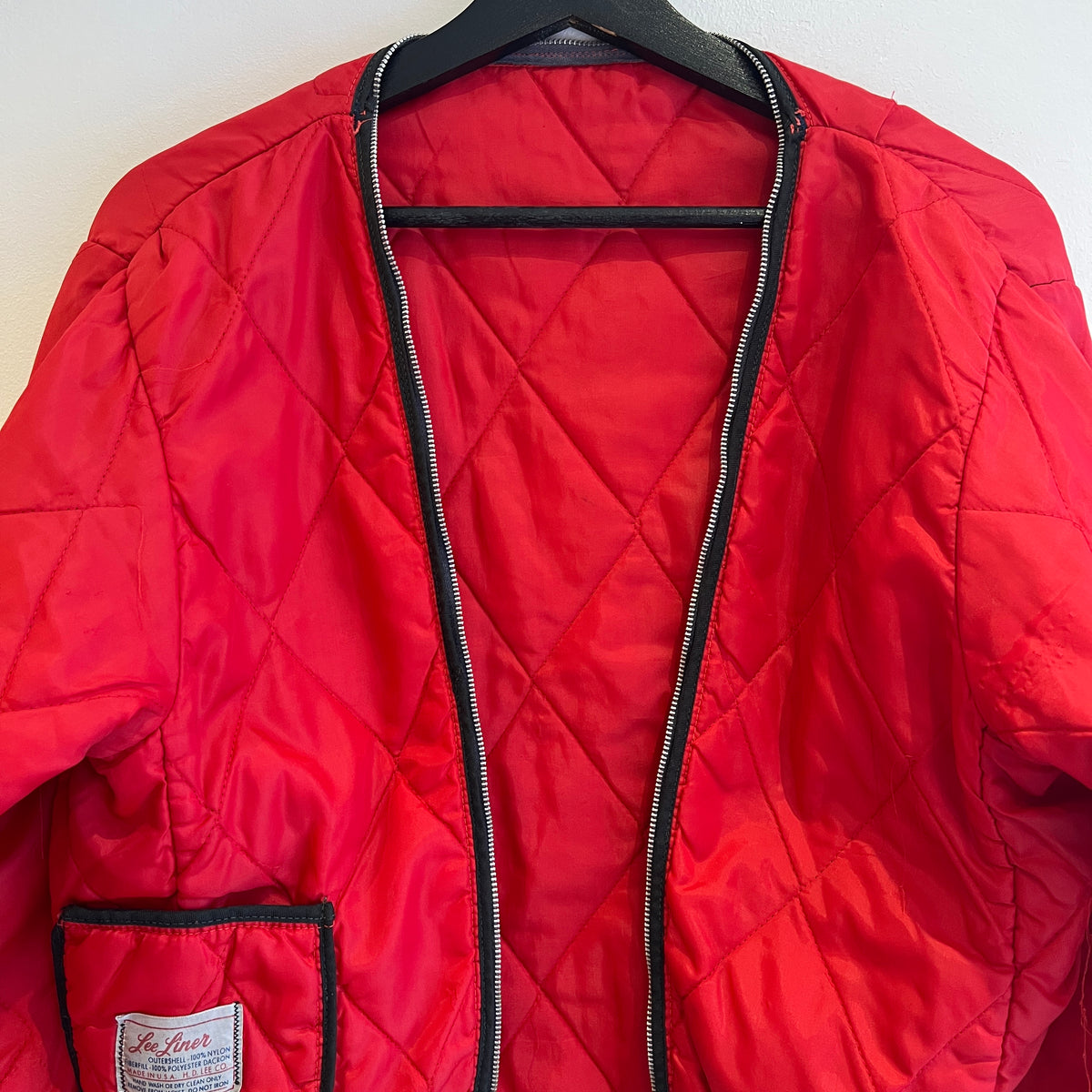 Late 1960s ~ Early 1970s Lee Workwear Full Zip Dark Green Jacket with Removable Quilted Red Liner