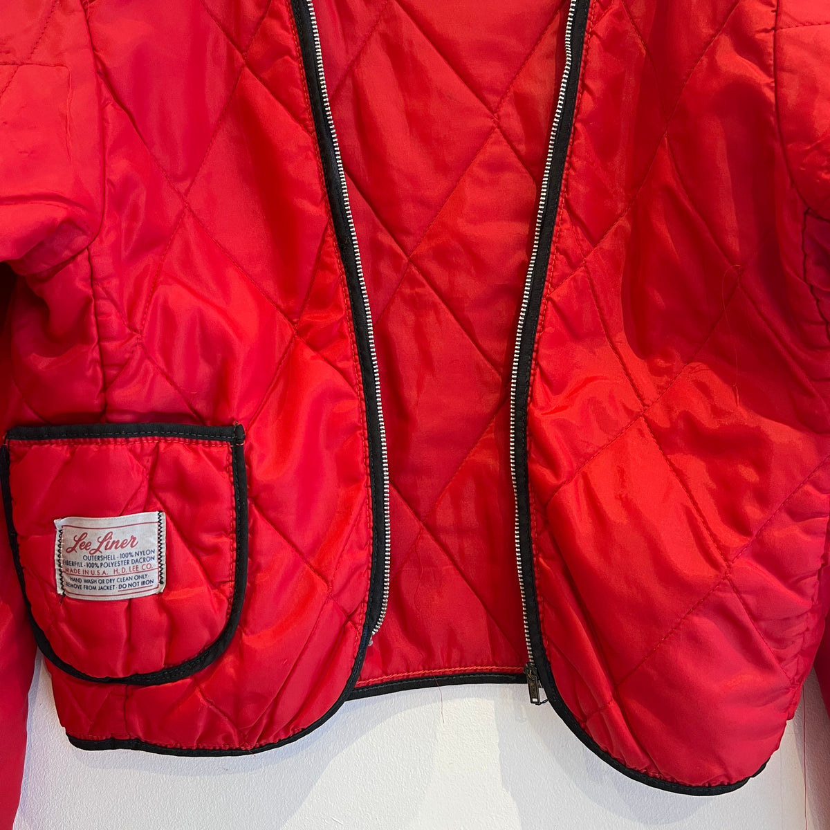 Late 1960s ~ Early 1970s Lee Workwear Full Zip Dark Green Jacket with Removable Quilted Red Liner