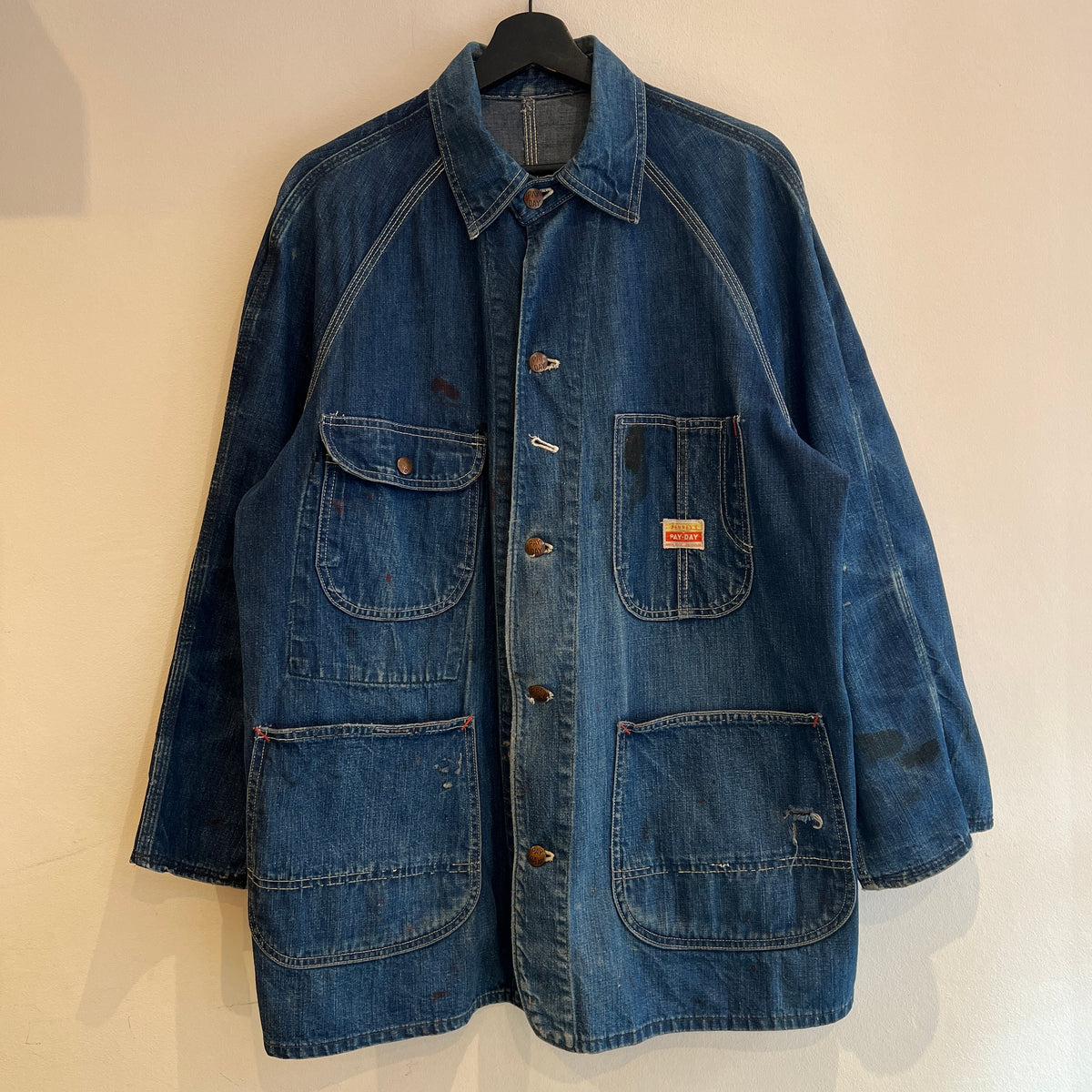 1950s J.C.Penney Pay-Day Workwear Denim Faded Indigo Blue Chore Jacket