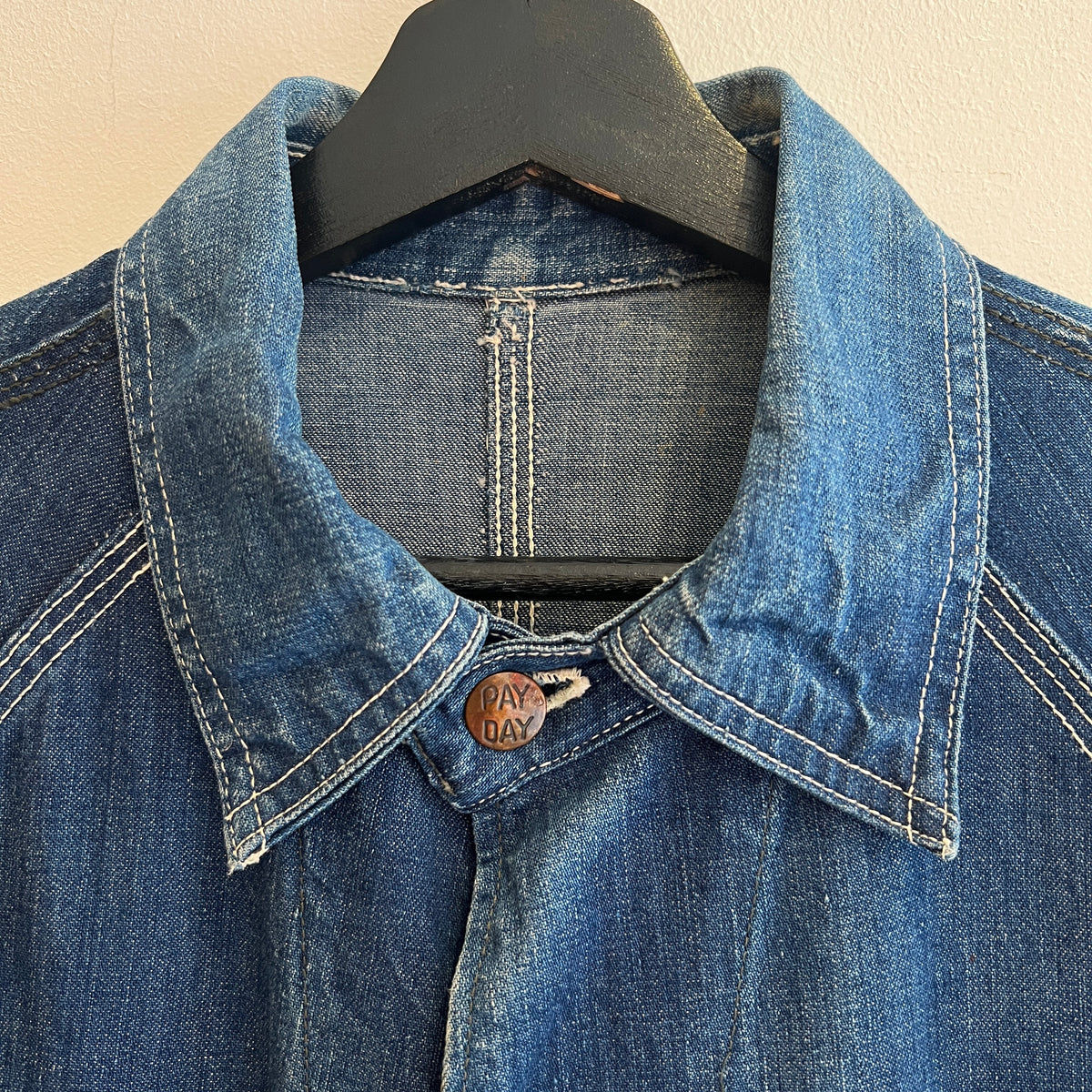 1950s J.C.Penney Pay-Day Workwear Denim Faded Indigo Blue Chore Jacket