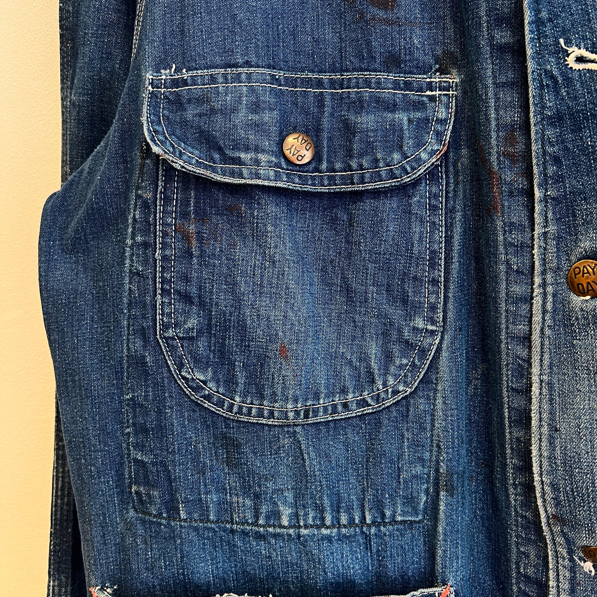 1950s J.C.Penney Pay-Day Workwear Denim Faded Indigo Blue Chore Jacket
