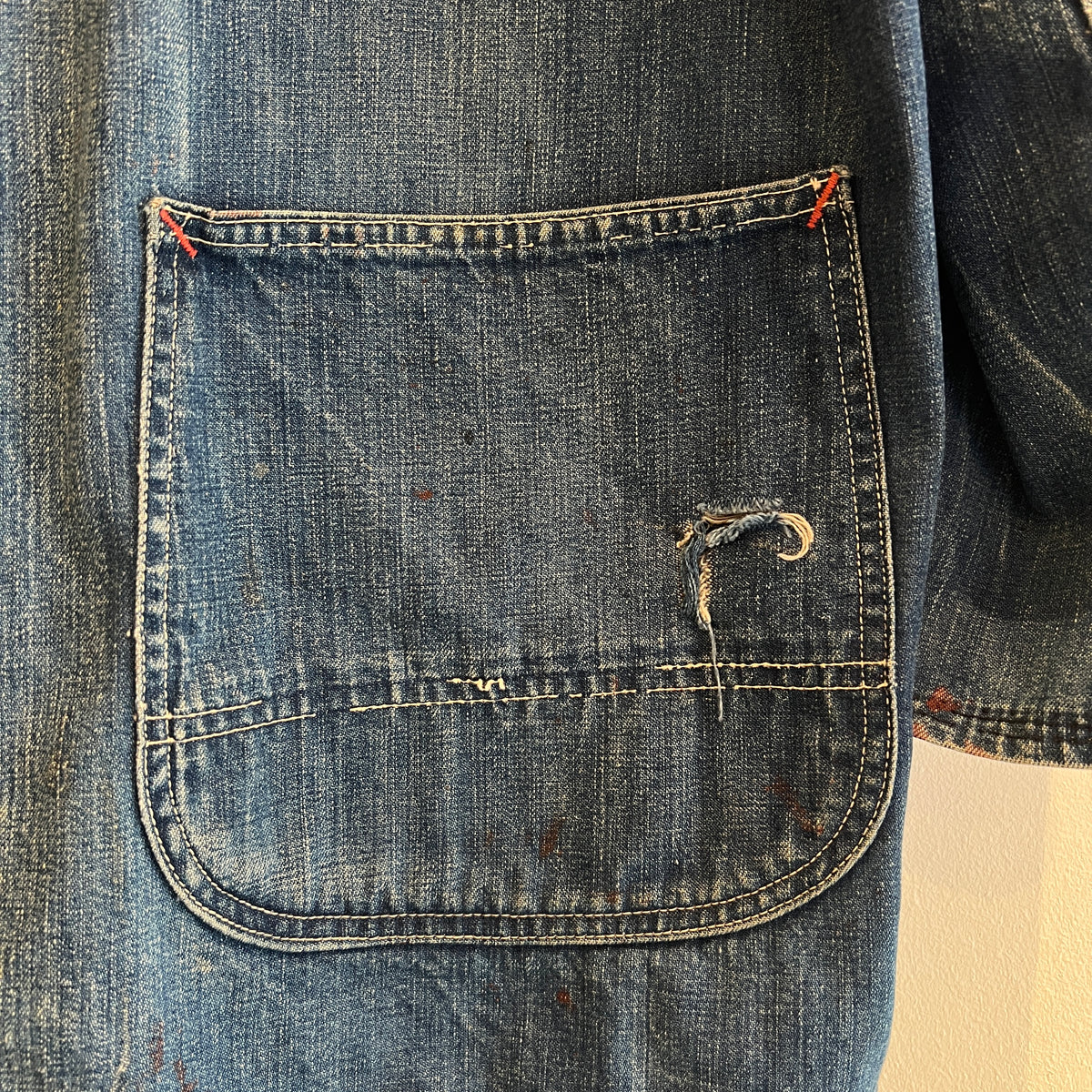 1950s J.C.Penney Pay-Day Workwear Denim Faded Indigo Blue Chore Jacket