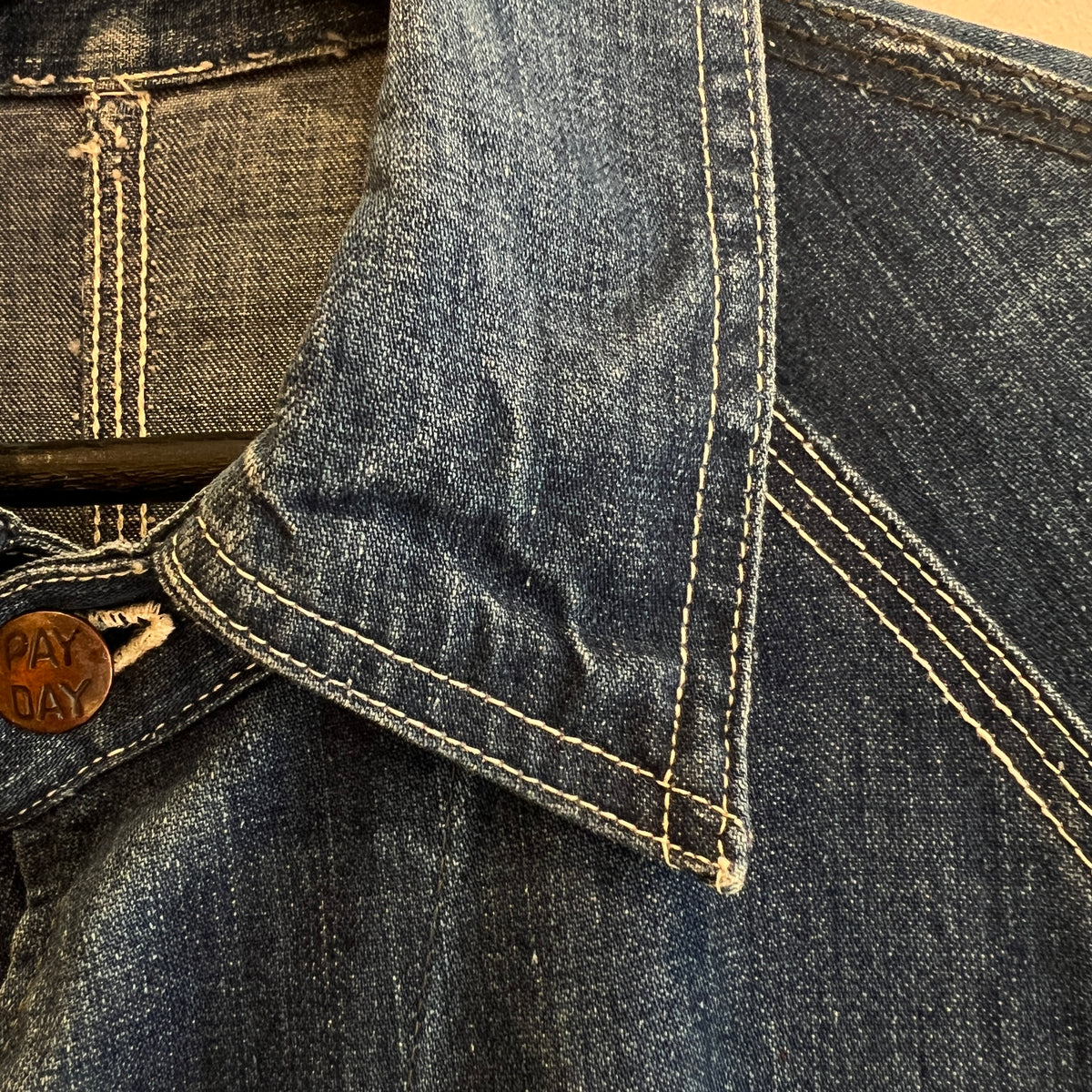 1950s J.C.Penney Pay-Day Workwear Denim Faded Indigo Blue Chore Jacket
