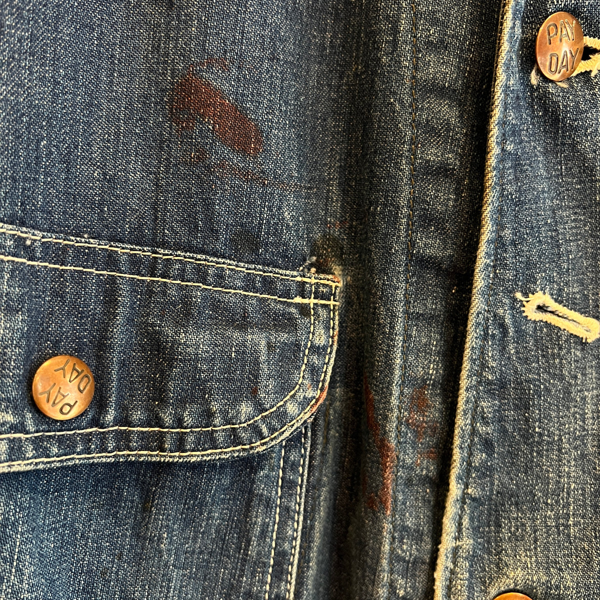 1950s J.C.Penney Pay-Day Workwear Denim Faded Indigo Blue Chore Jacket