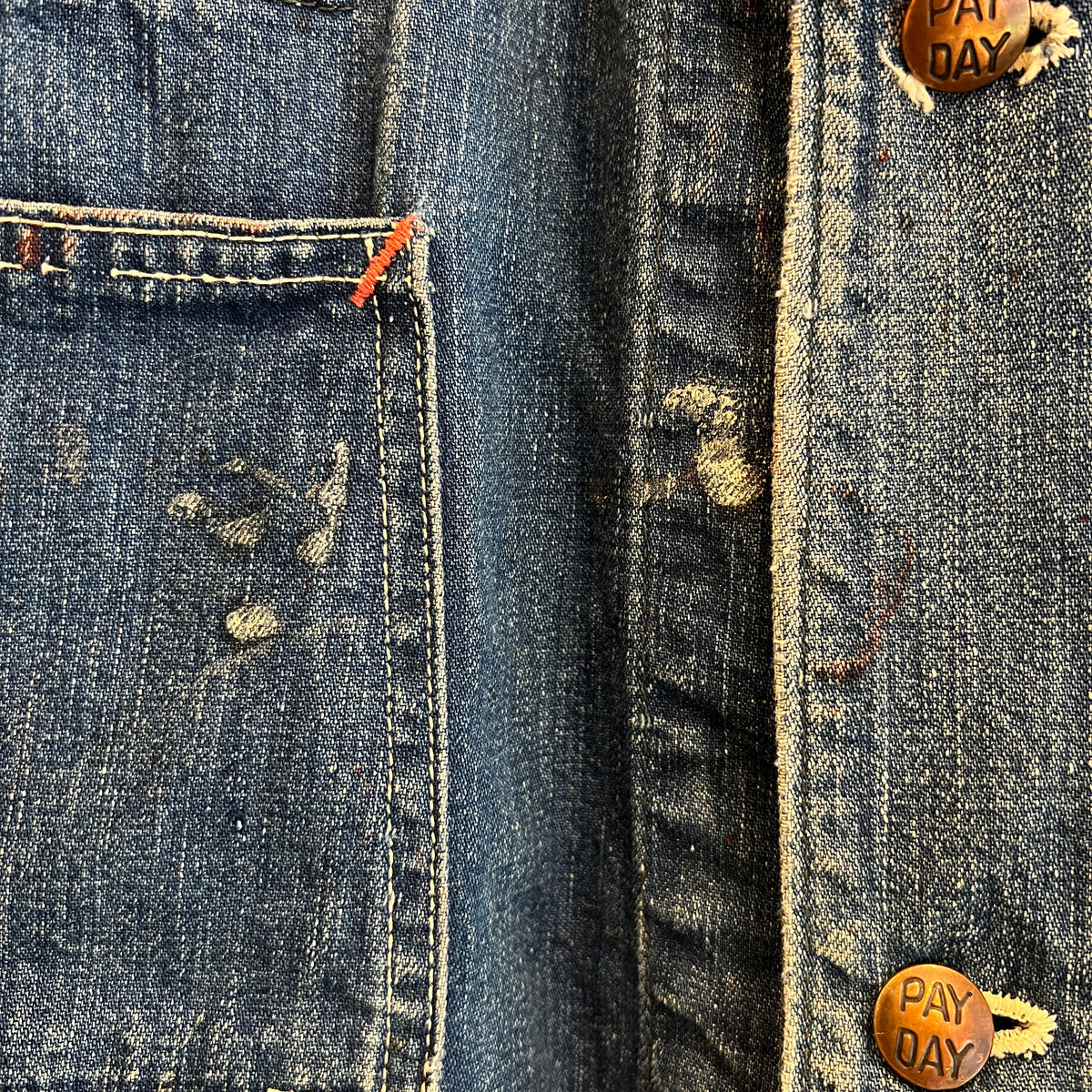 1950s J.C.Penney Pay-Day Workwear Denim Faded Indigo Blue Chore Jacket