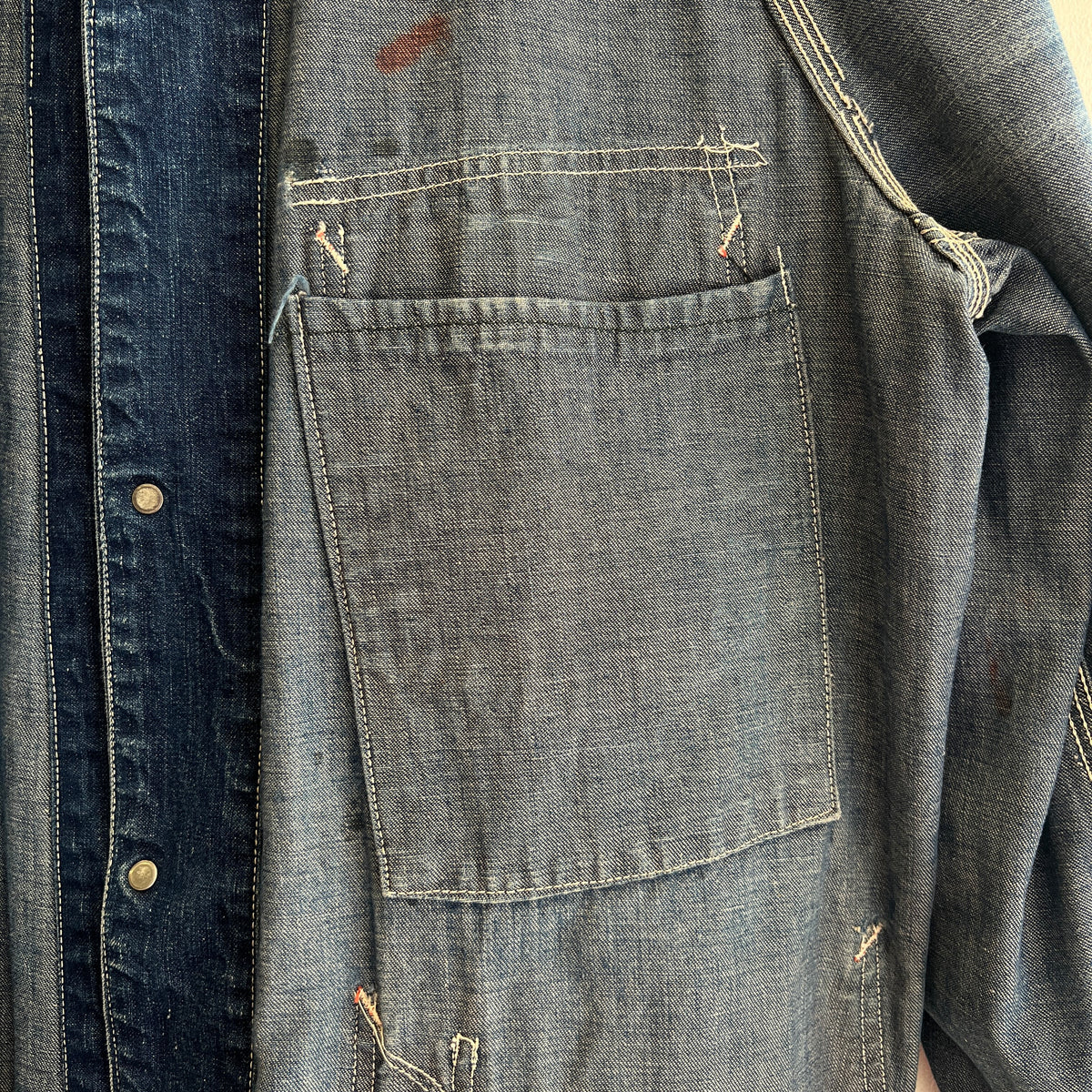 1950s J.C.Penney Pay-Day Workwear Denim Faded Indigo Blue Chore Jacket