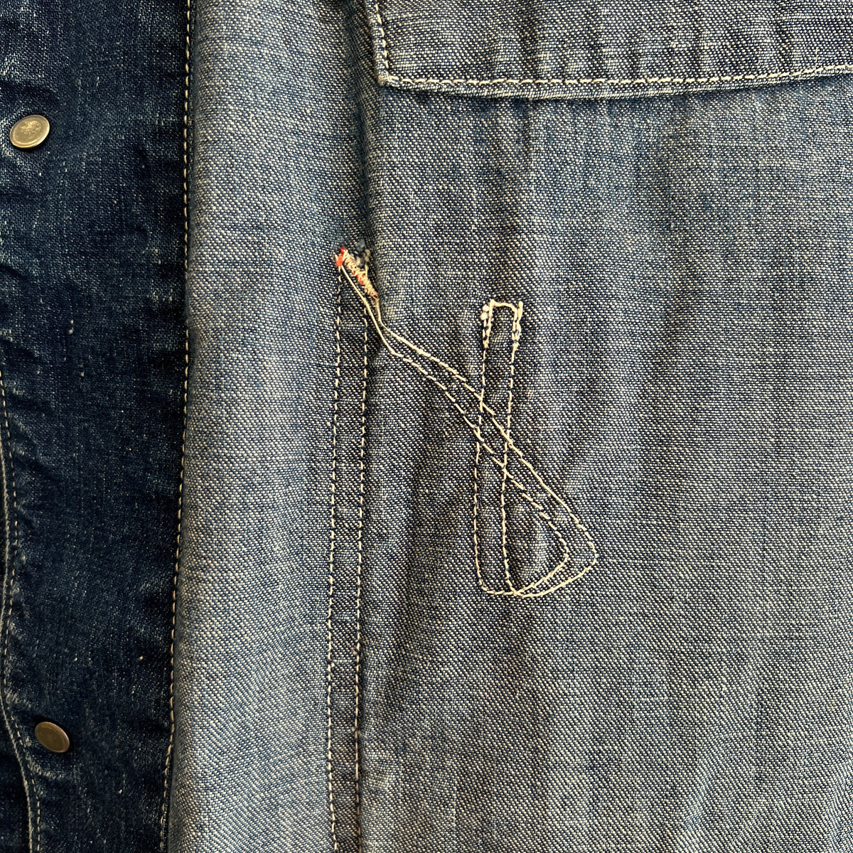 1950s J.C.Penney Pay-Day Workwear Denim Faded Indigo Blue Chore Jacket