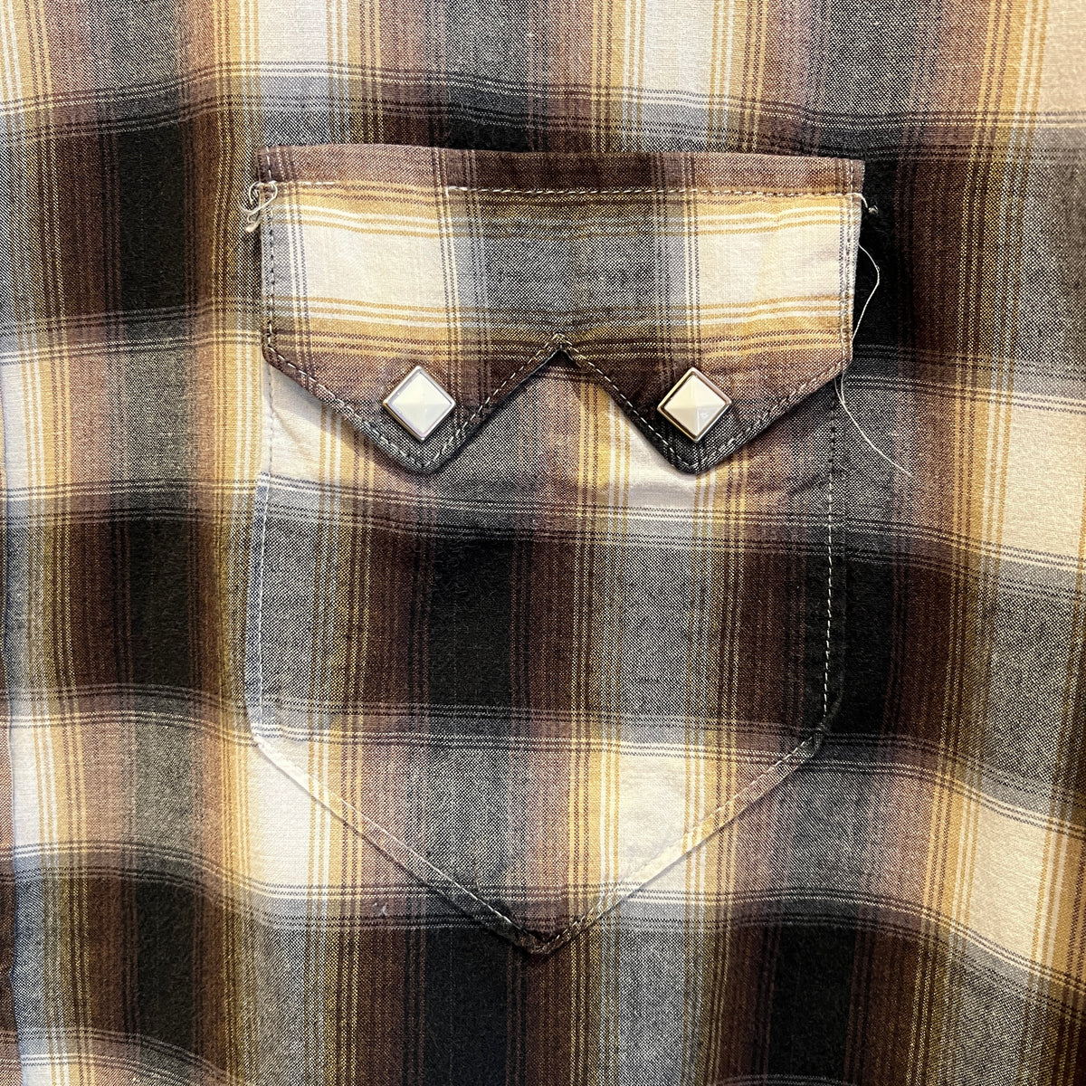 2000s Rockmount Ranch Wear Brown and Rust Shadow Plaid Western Shirt
