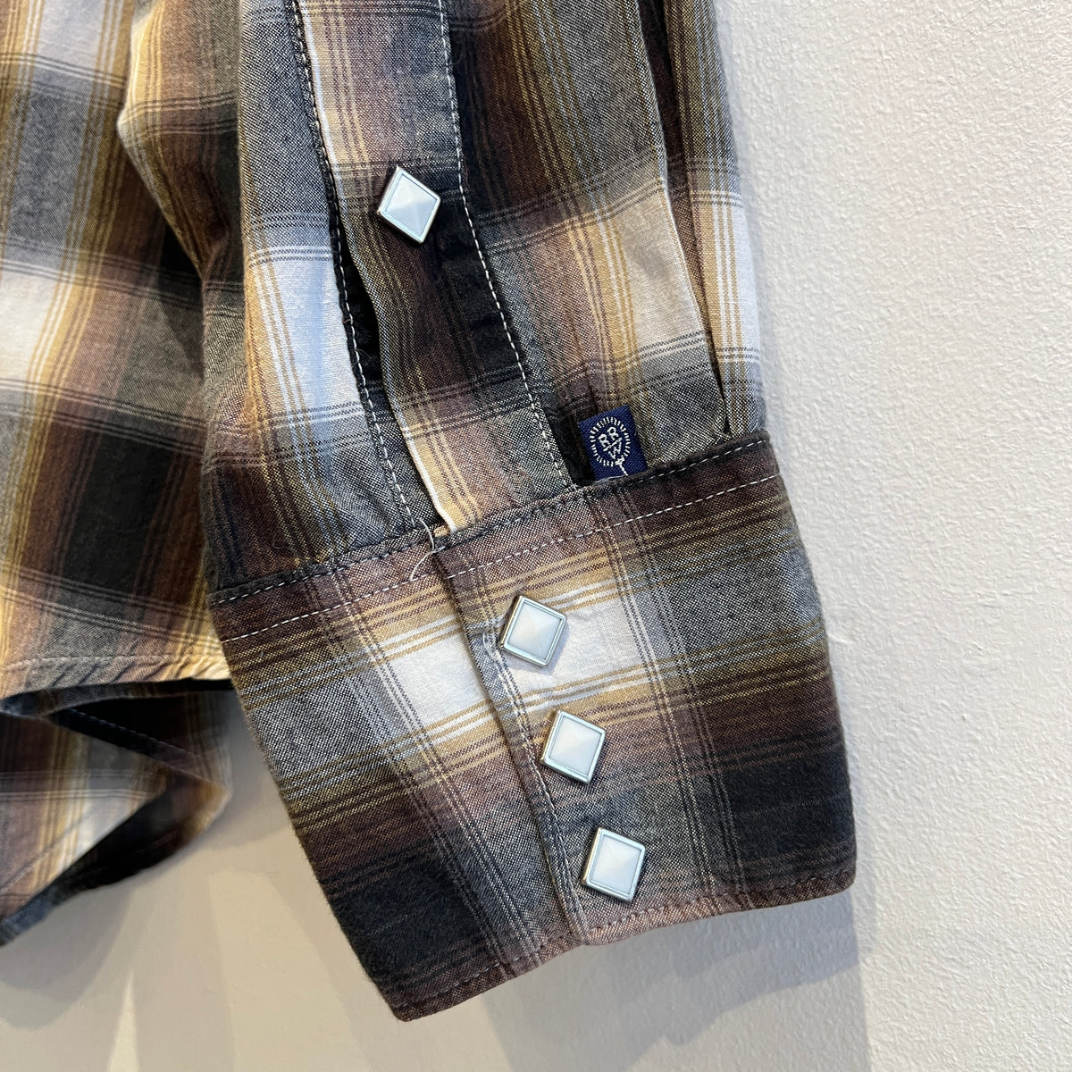 2000s Rockmount Ranch Wear Brown and Rust Shadow Plaid Western Shirt