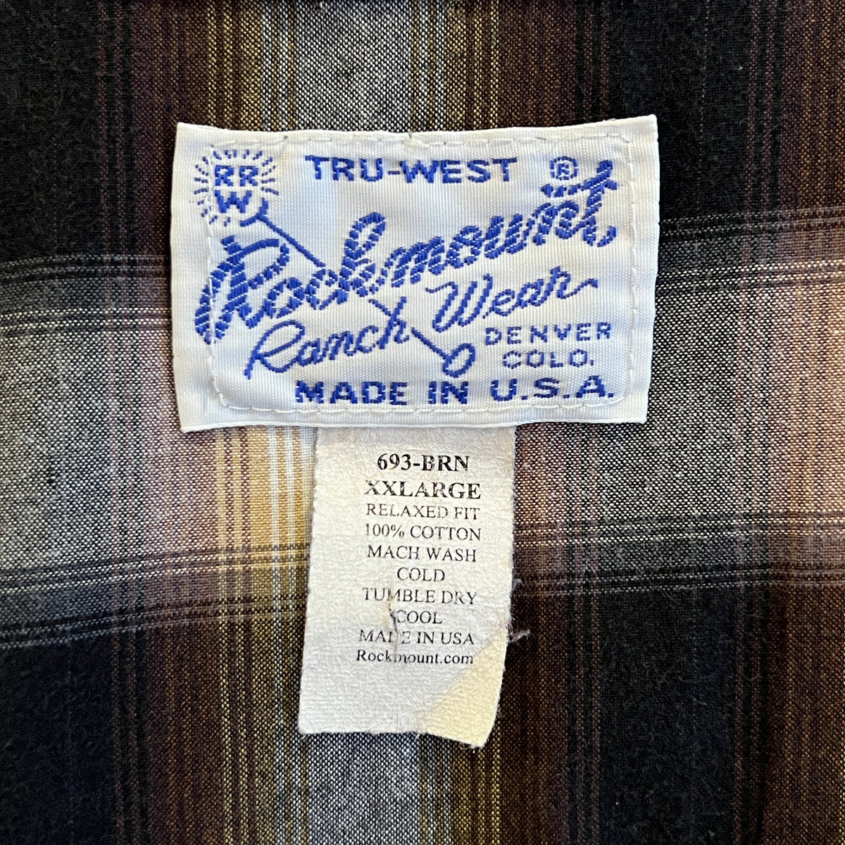 2000s Rockmount Ranch Wear Brown and Rust Shadow Plaid Western Shirt