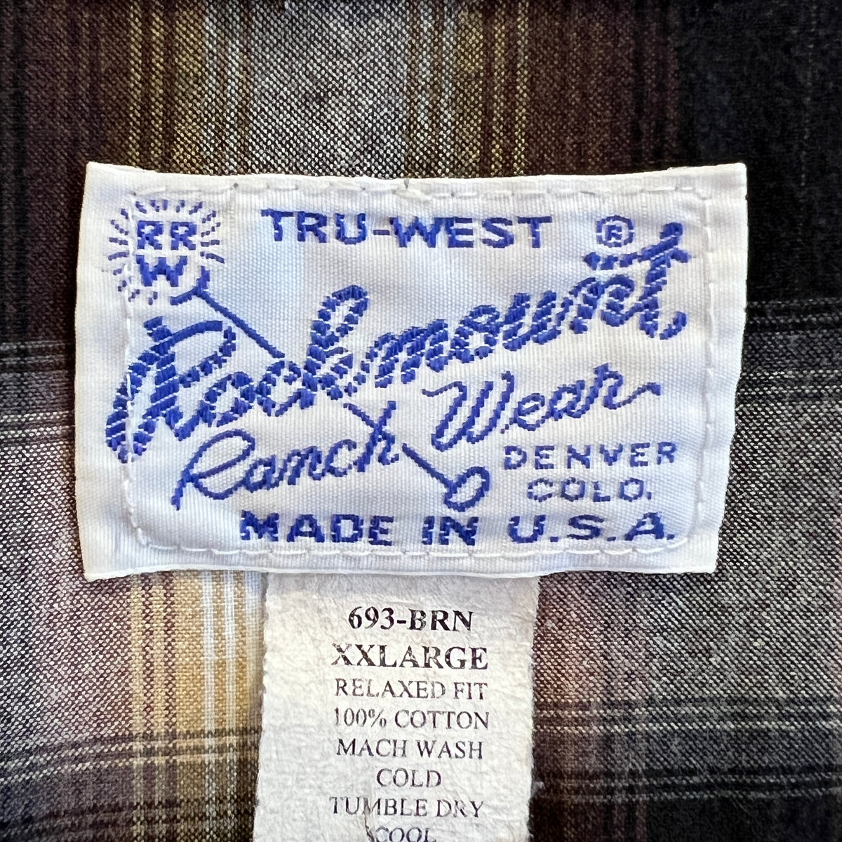 2000s Rockmount Ranch Wear Brown and Rust Shadow Plaid Western Shirt