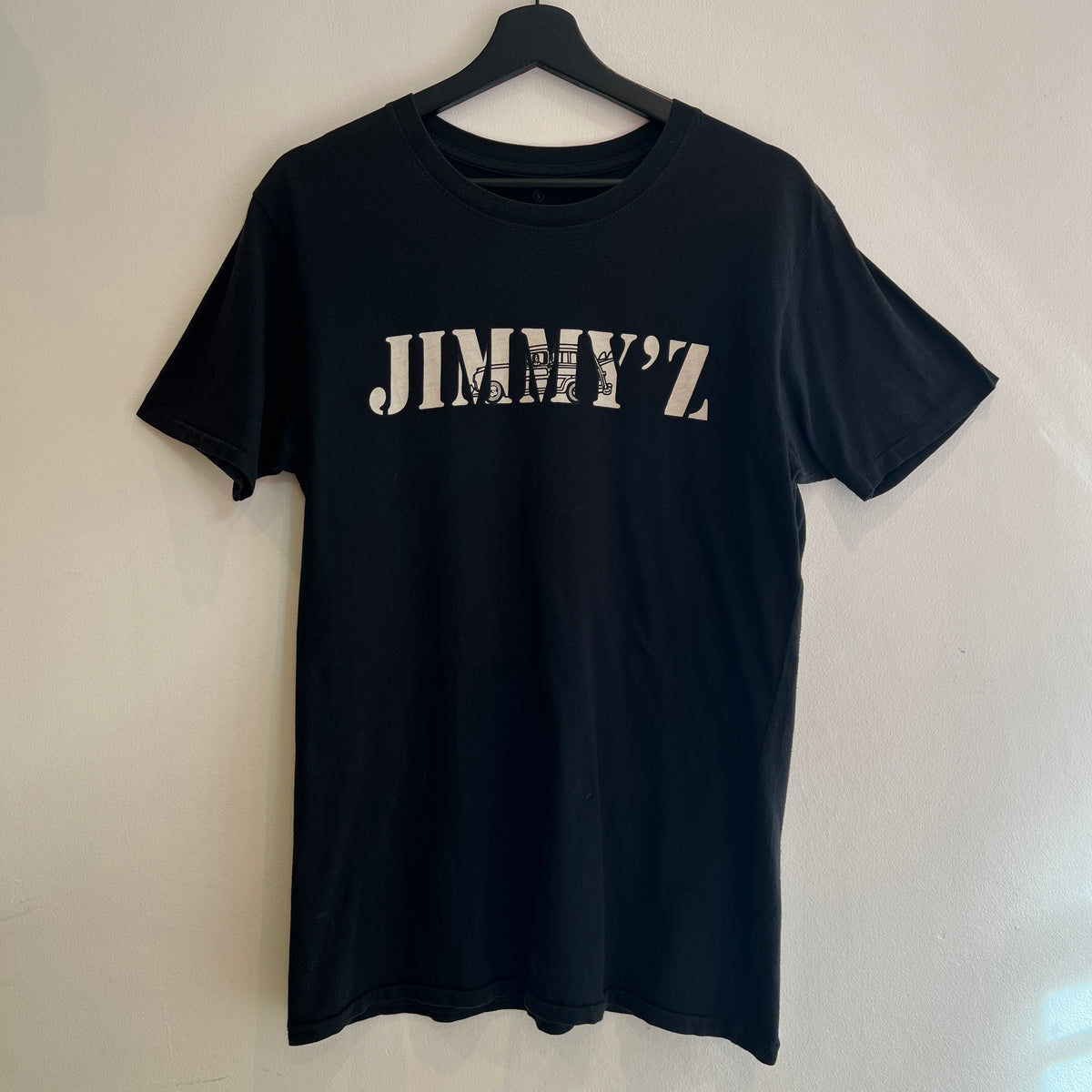 2000s Jimmy'z Black T-Shirt with Signature Logo Print