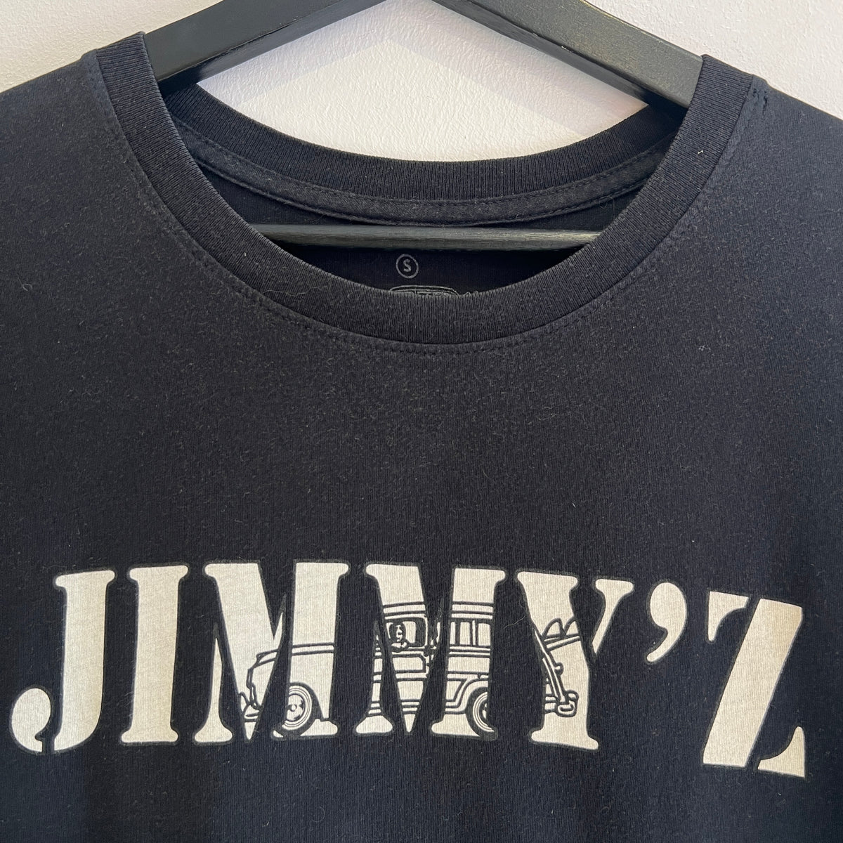 2000s Jimmy'z Black T-Shirt with Signature Logo Print