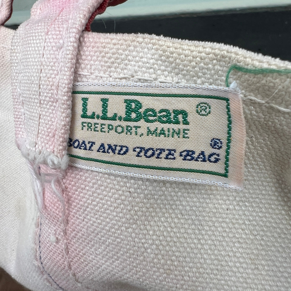 1980s L.L.Bean Faded Red Beige Large Boat and Tote Bag