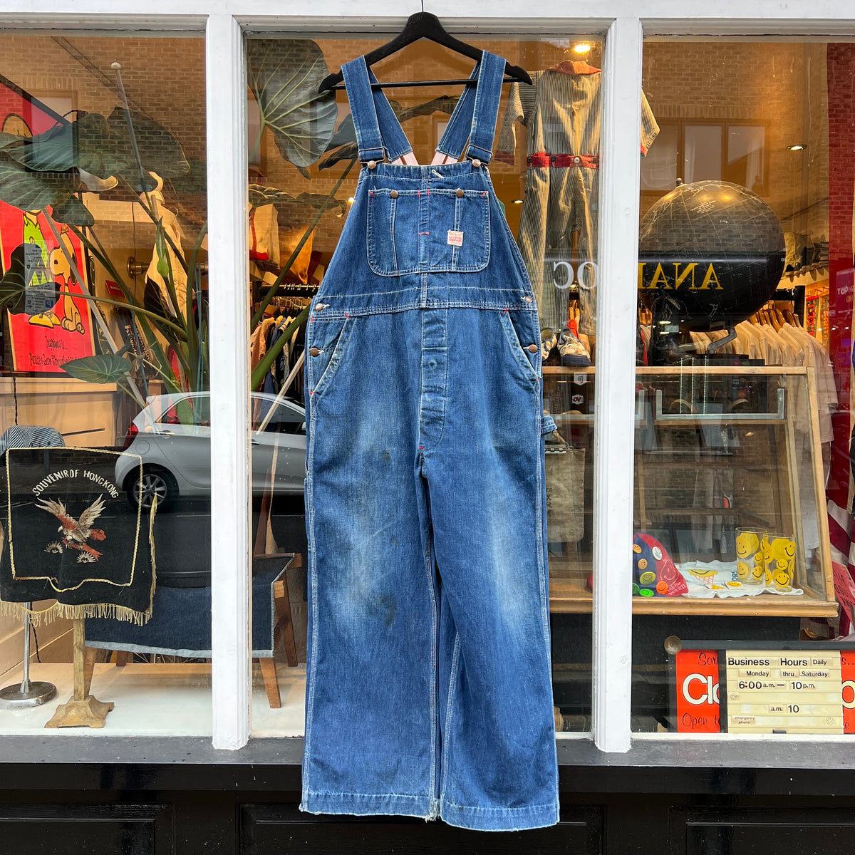 1950s J.C.Penney Pay-Day Workwear Denim Faded Indigo Blue Overalls W40", L27"