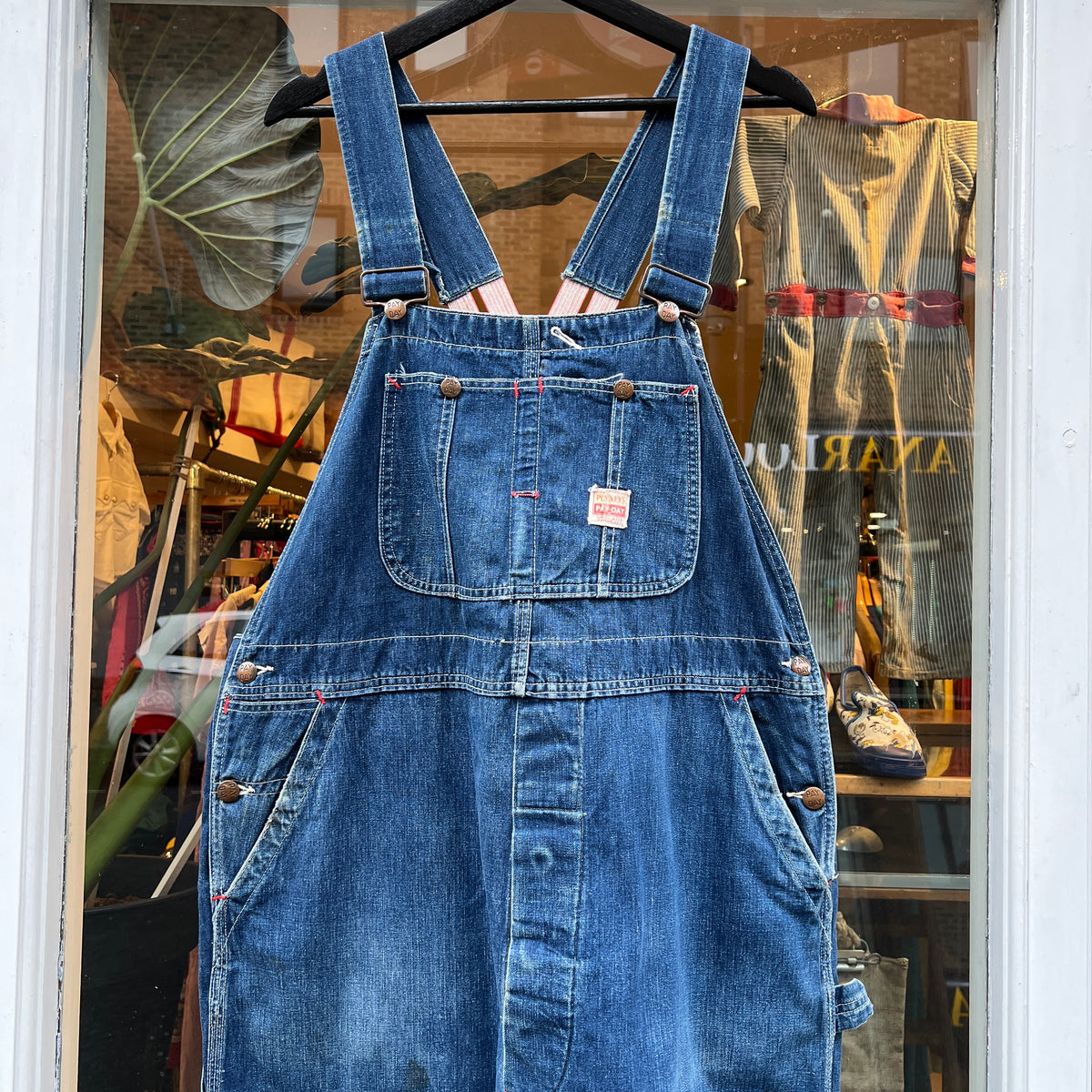 1950s J.C.Penney Pay-Day Workwear Denim Faded Indigo Blue Overalls W40", L27"