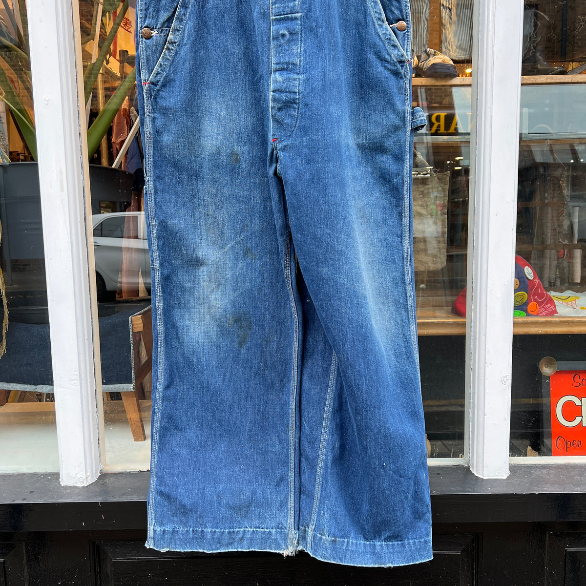 1950s J.C.Penney Pay-Day Workwear Denim Faded Indigo Blue Overalls W40", L27"