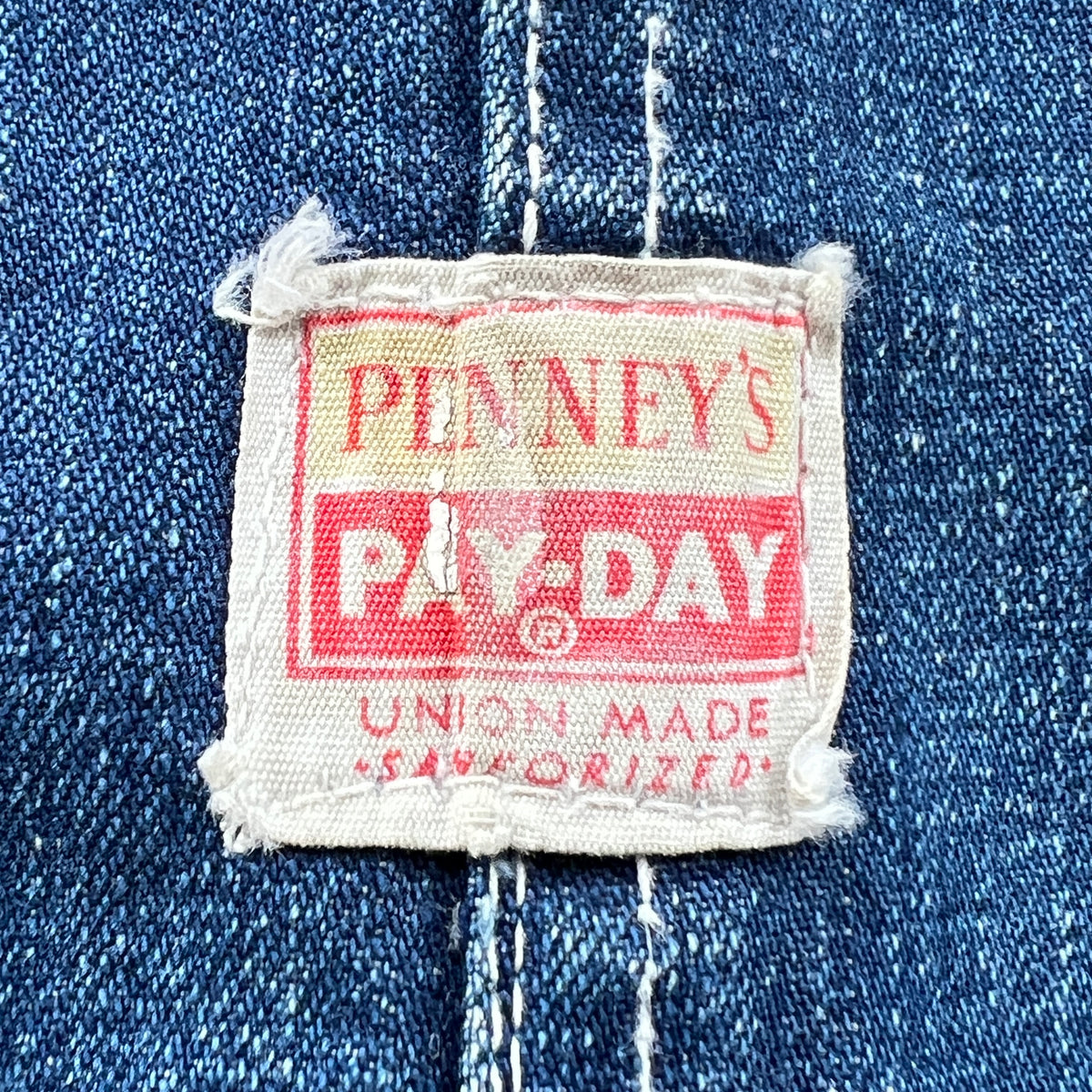1950s J.C.Penney Pay-Day Workwear Denim Faded Indigo Blue Overalls W40", L27"