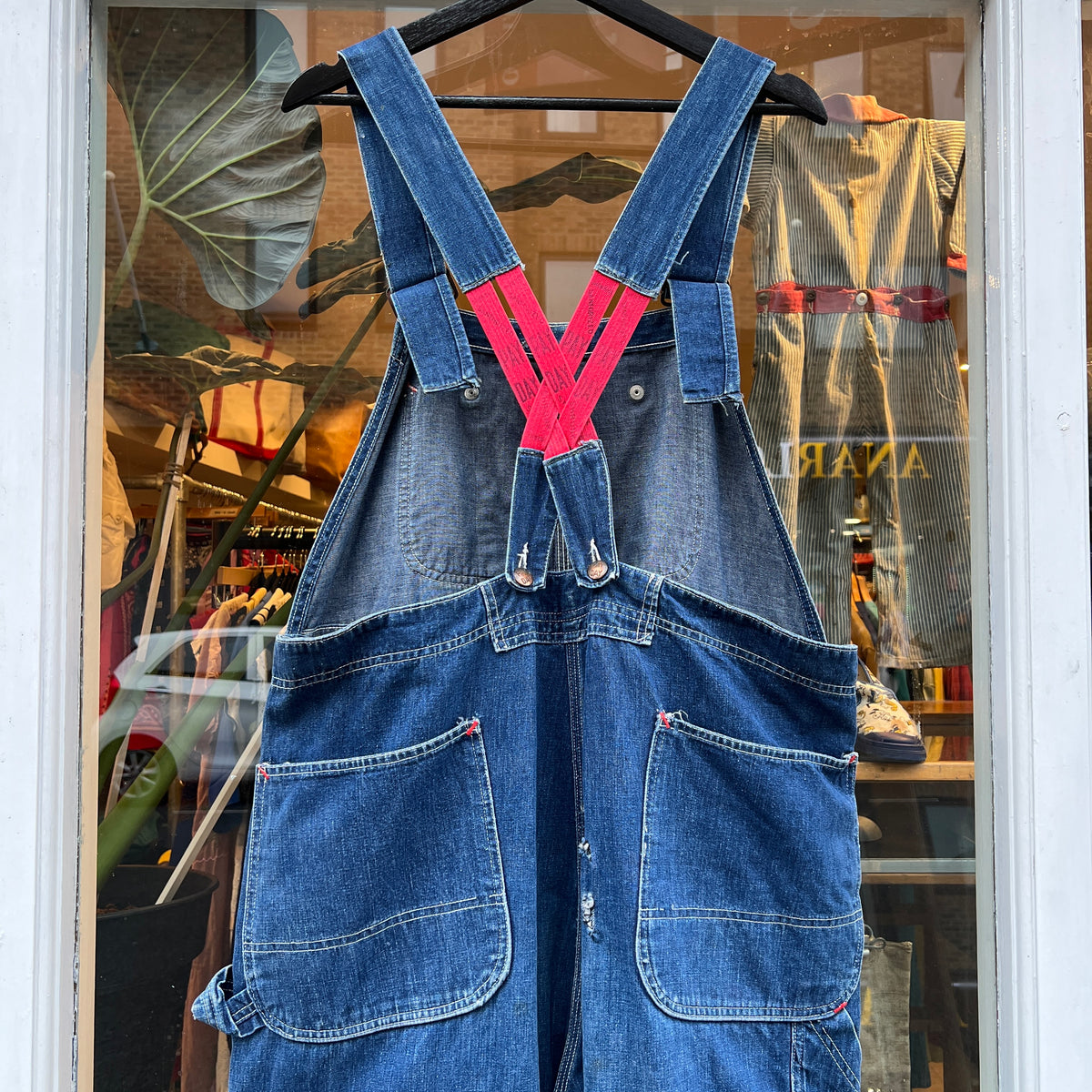 1950s J.C.Penney Pay-Day Workwear Denim Faded Indigo Blue Overalls W40", L27"