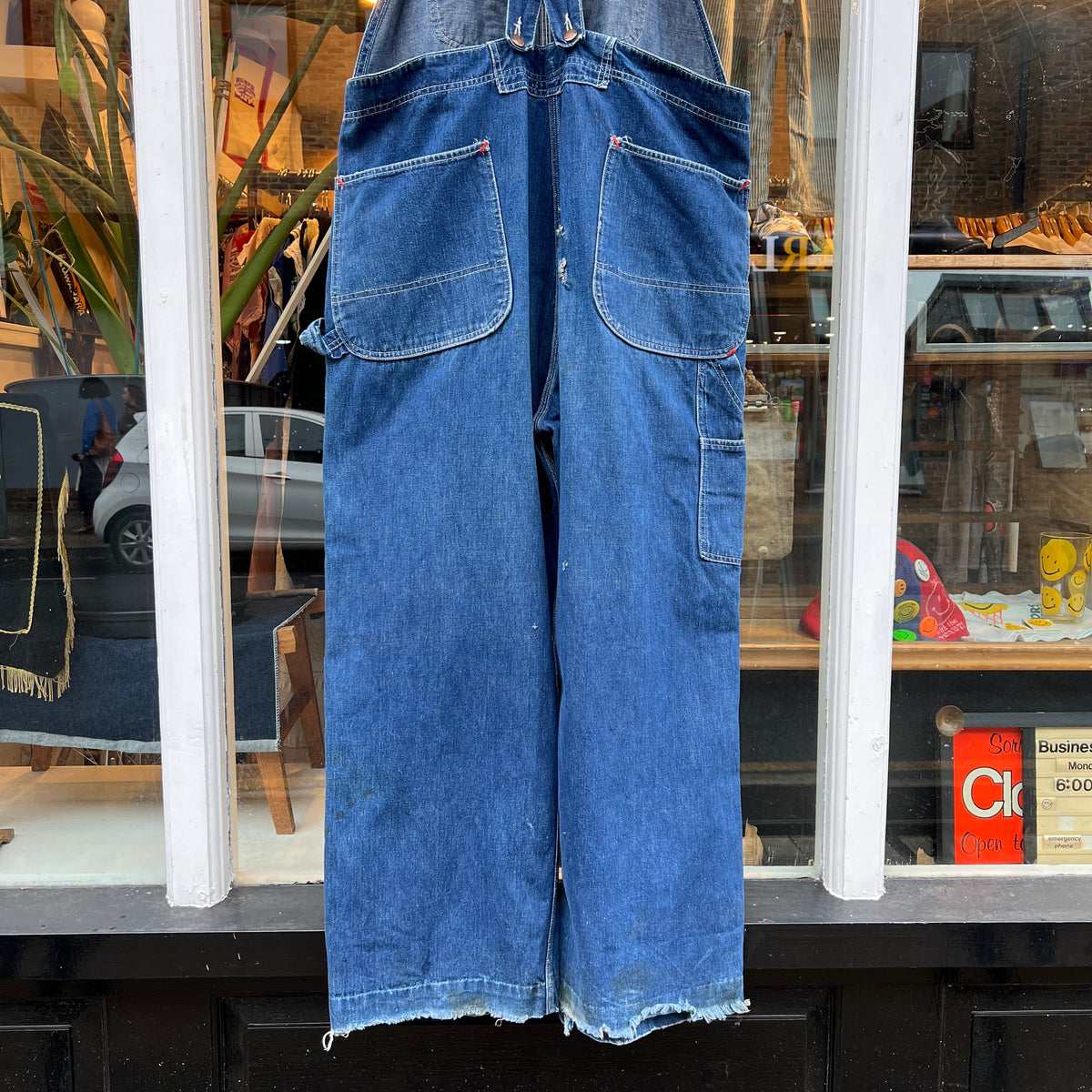 1950s J.C.Penney Pay-Day Workwear Denim Faded Indigo Blue Overalls W40", L27"