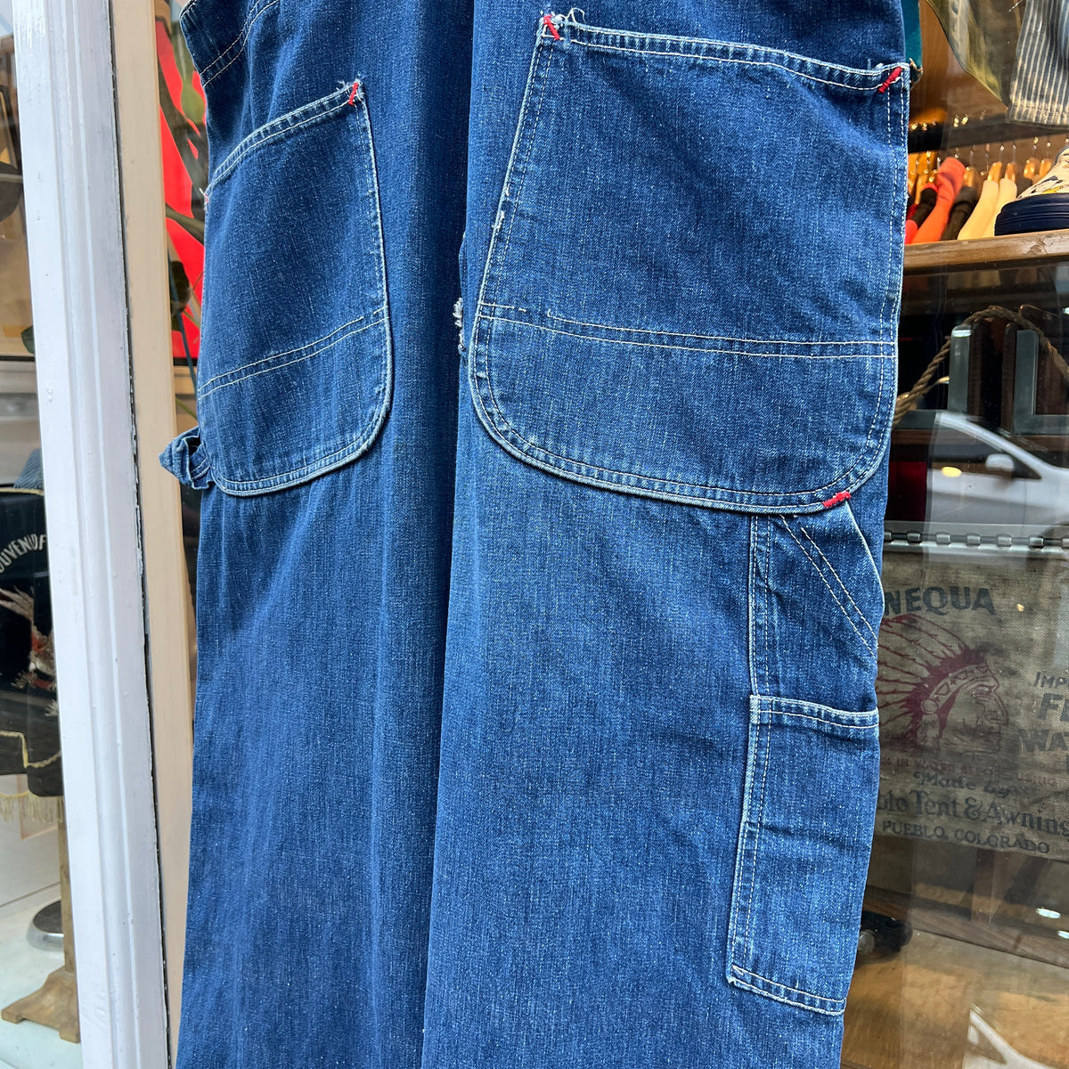 1950s J.C.Penney Pay-Day Workwear Denim Faded Indigo Blue Overalls W40", L27"