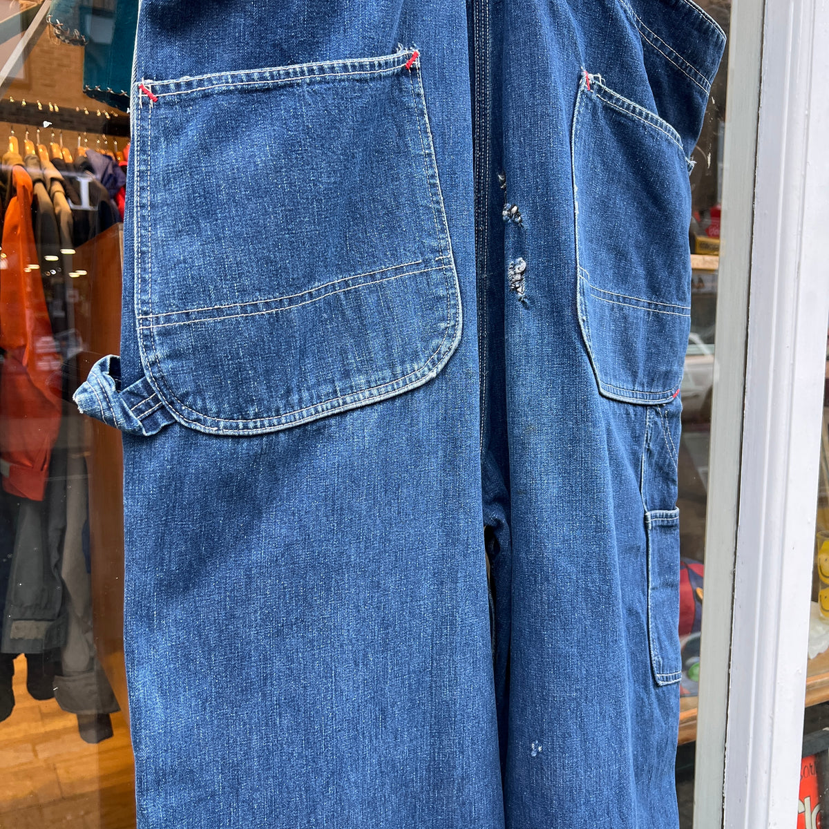 1950s J.C.Penney Pay-Day Workwear Denim Faded Indigo Blue Overalls W40", L27"