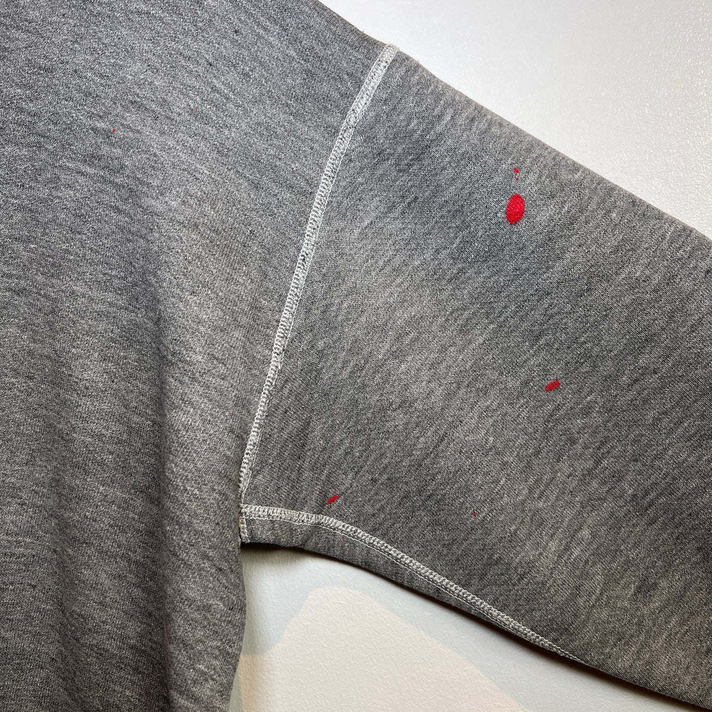 1950s Russell Athletic Single V Boxy Two Tone Medium Heather Grey Sweatshirt with Red H Print