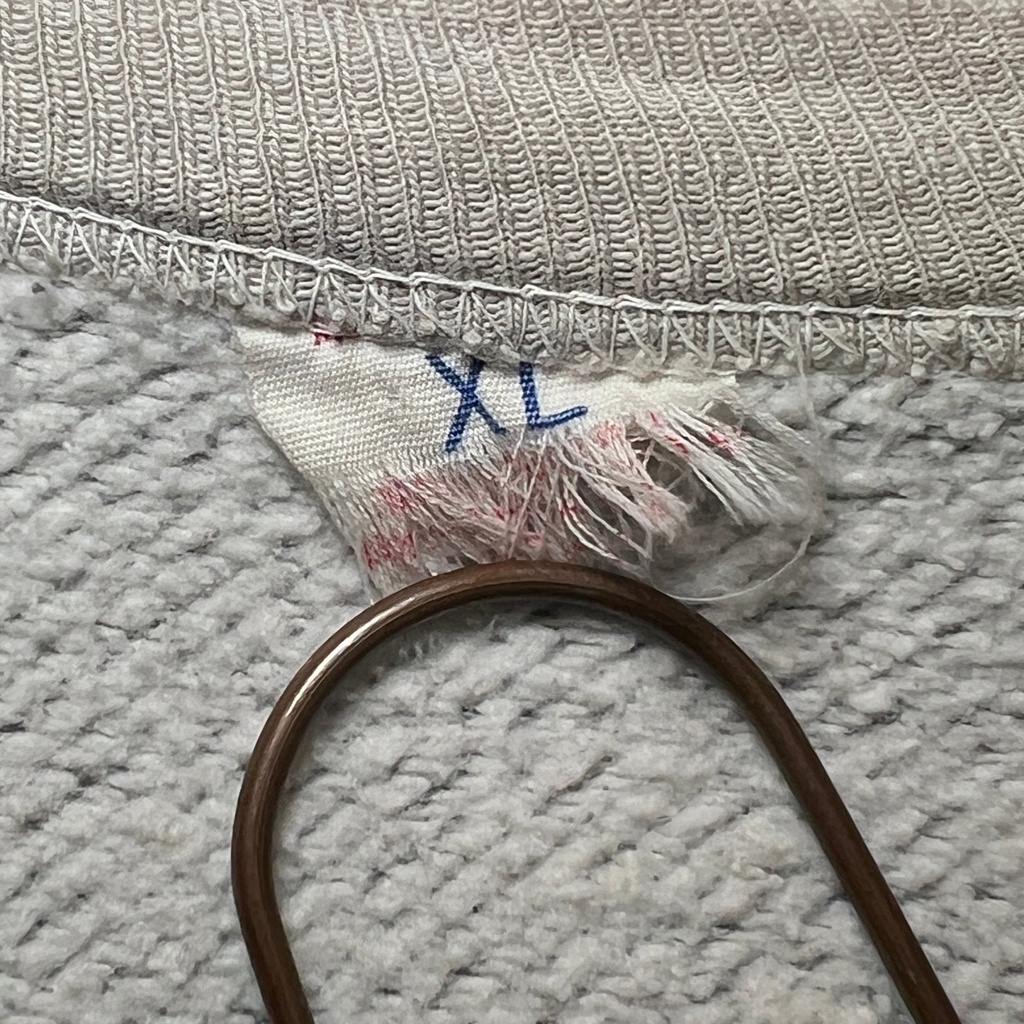 1950s Russell Athletic Single V Boxy Two Tone Medium Heather Grey Sweatshirt with Red H Print