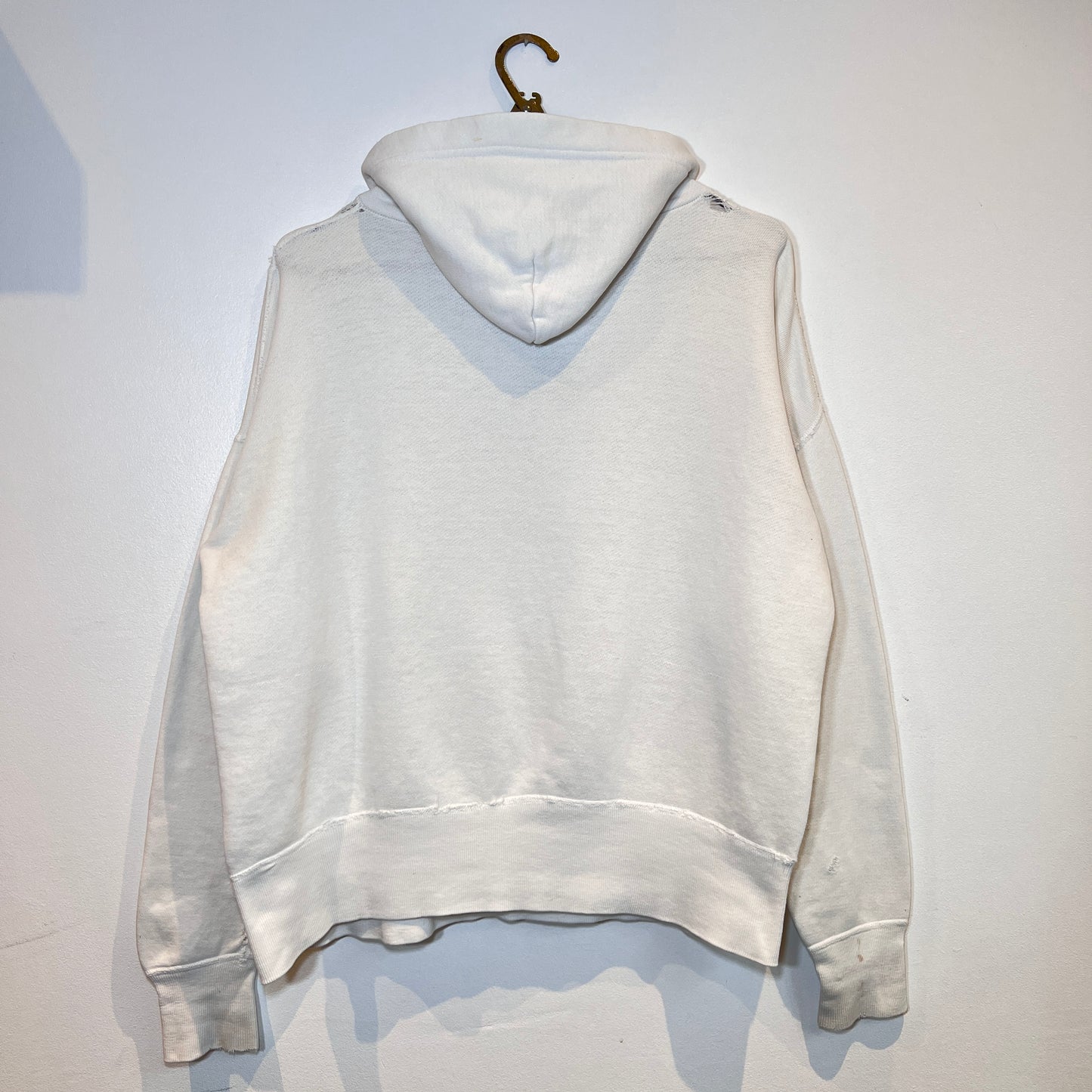 1950s Boxy White Hoodie Sweatshirt with A Stencil