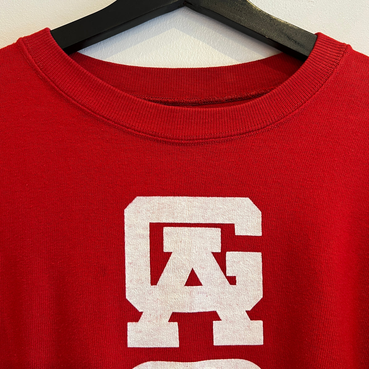 1967s ~ 1971s Champion Three-Quarter Sleeve Varsity Red Sweatshirt with Wrestling Print