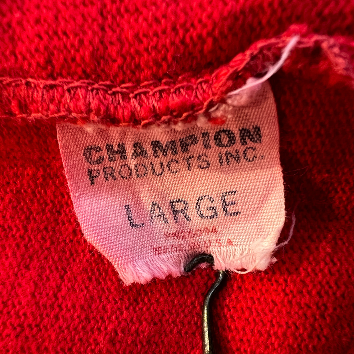 1967s ~ 1971s Champion Three-Quarter Sleeve Varsity Red Sweatshirt with Wrestling Print