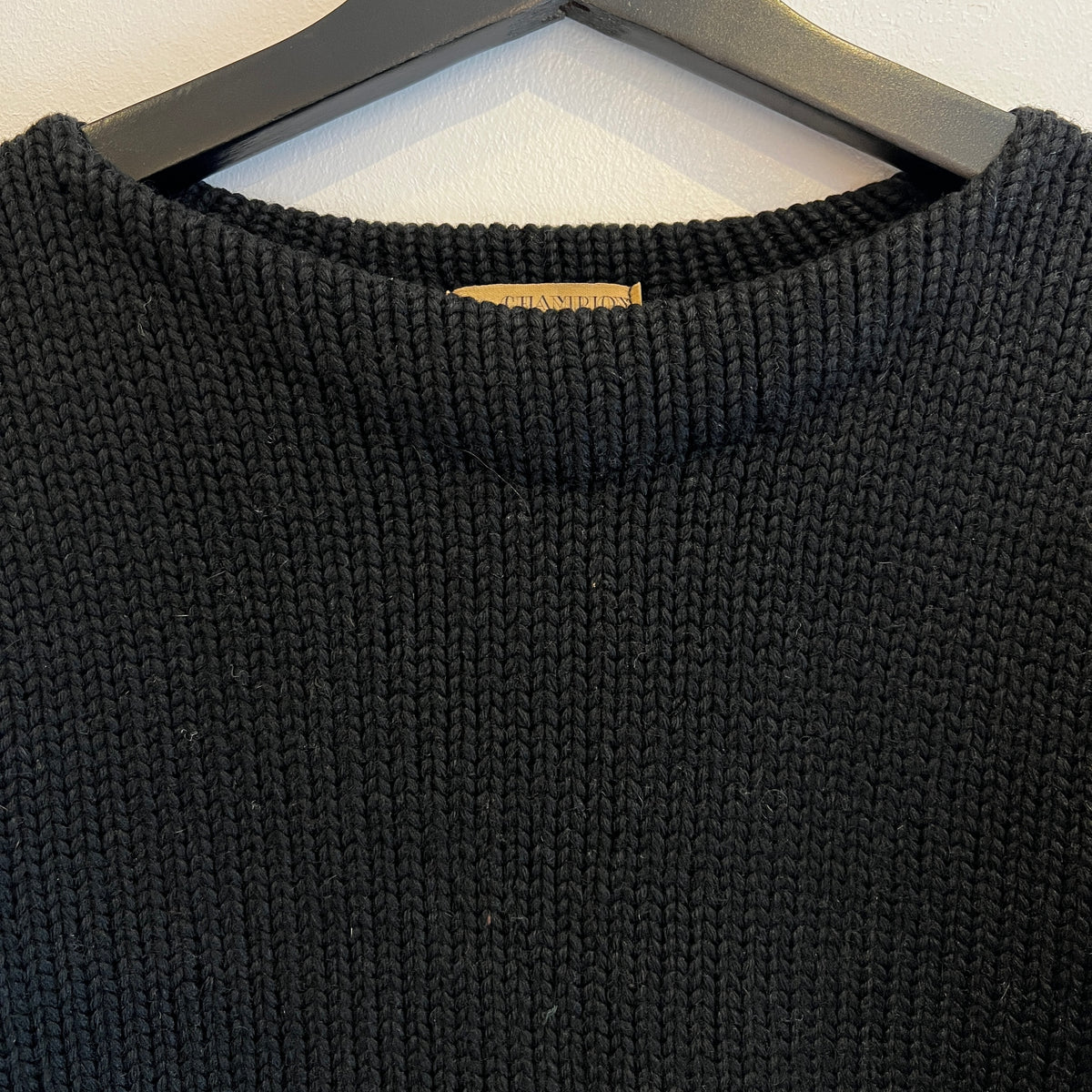 1947s ~ 1950s Champion Varsity Wool Knit Black Sweater with Princeton Orange Double Stripes