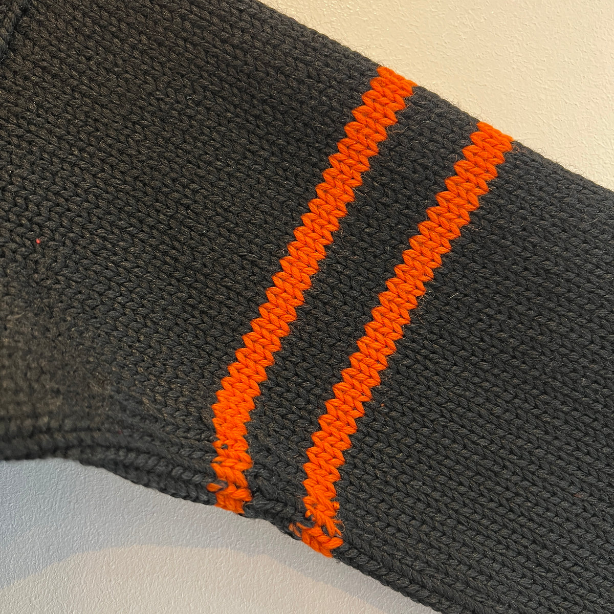 1947s ~ 1950s Champion Varsity Wool Knit Black Sweater with Princeton Orange Double Stripes