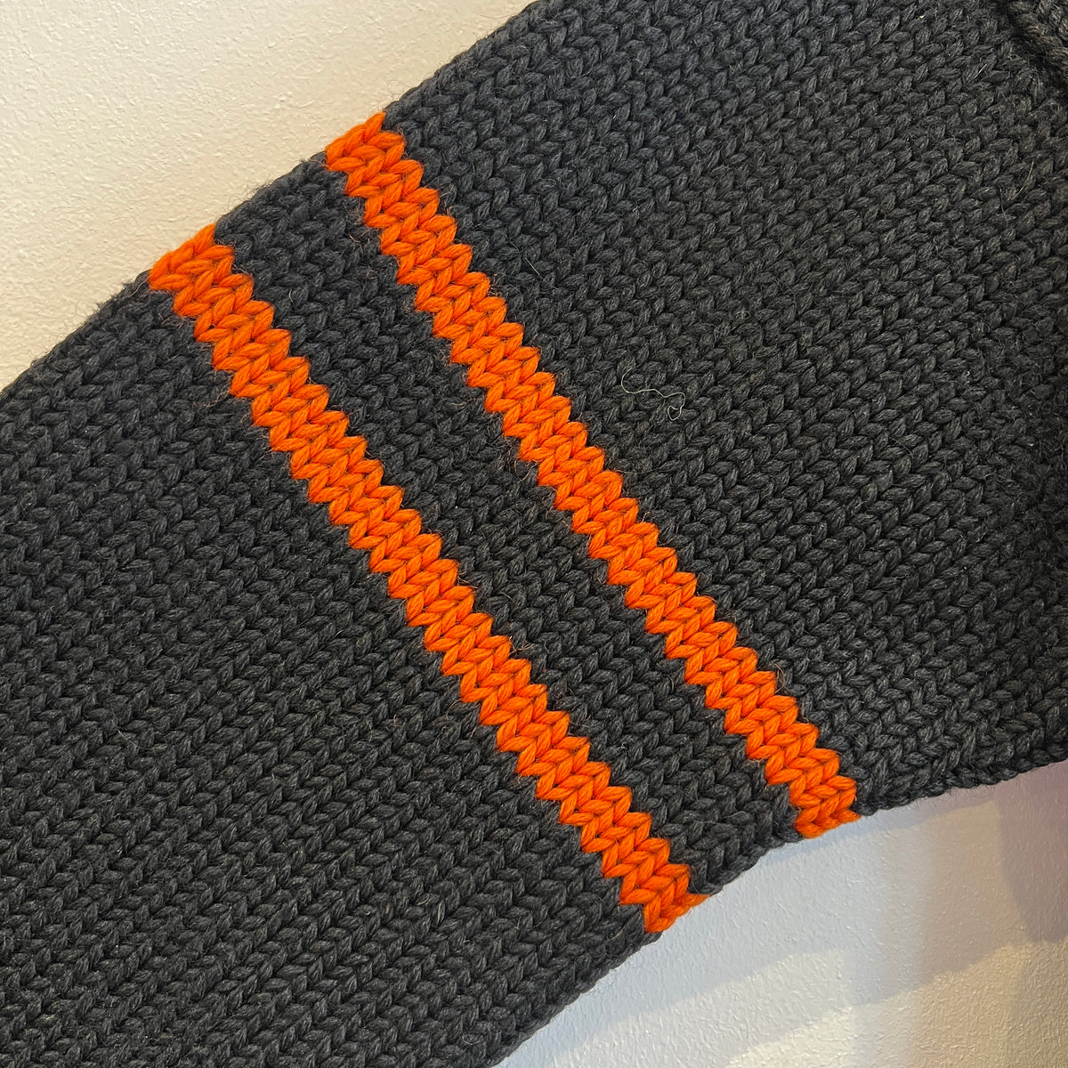 1947s ~ 1950s Champion Varsity Wool Knit Black Sweater with Princeton Orange Double Stripes