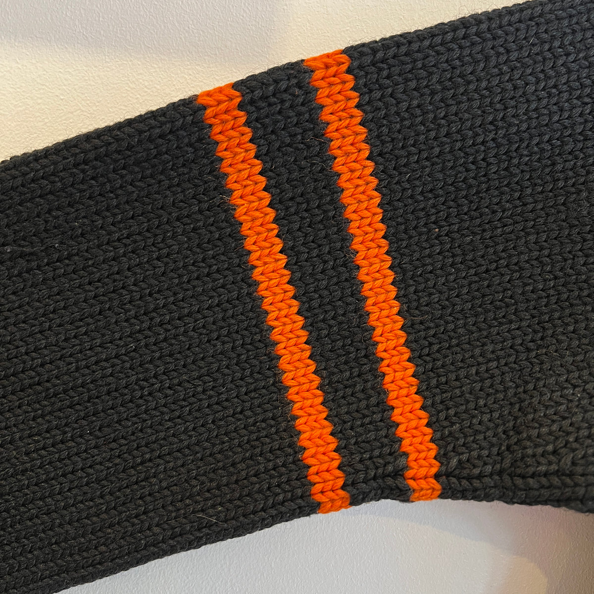 1947s ~ 1950s Champion Varsity Wool Knit Black Sweater with Princeton Orange Double Stripes