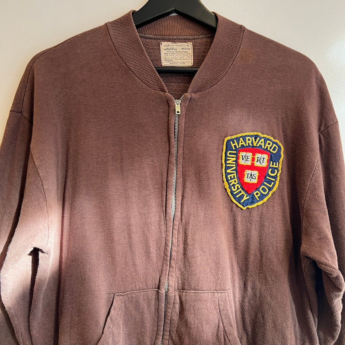 1960s Champion Varsity Brown Jacket with Harvard University Police Patch