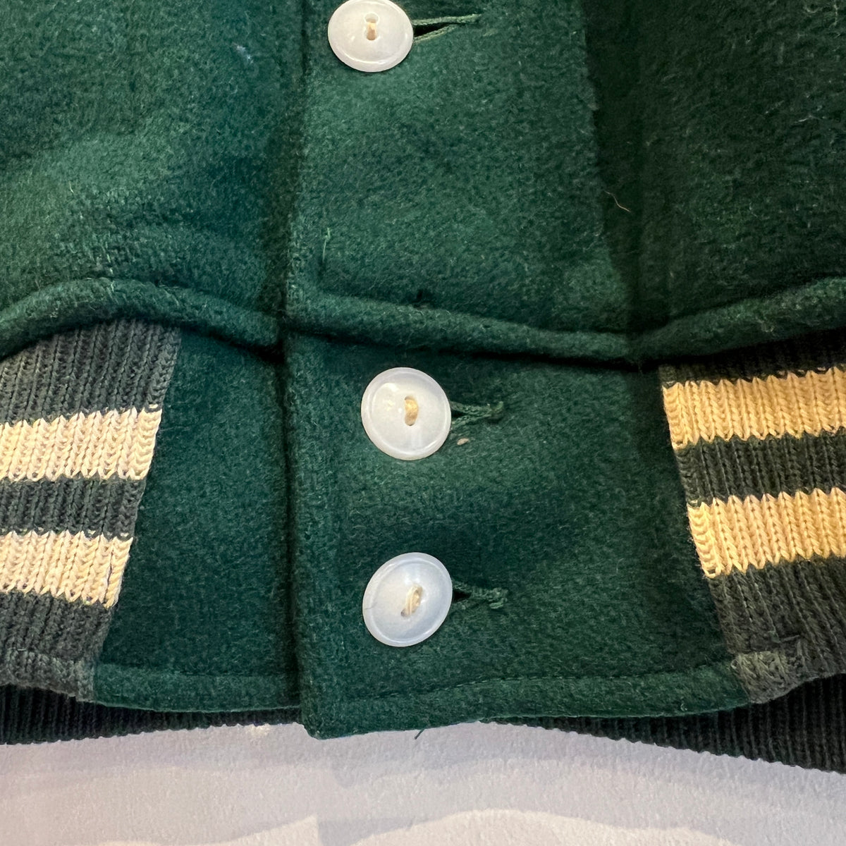 1951s ~ 1961s Champion Varsity Wool Green Jacket with Michigan State Crest and Gruff Sparty Patch