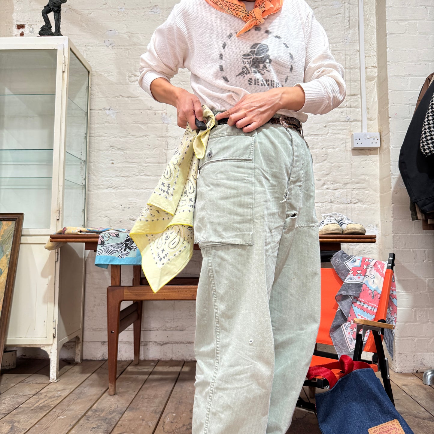1940s WWII-era U.S. Military HBT Utility Trousers W33", L27"