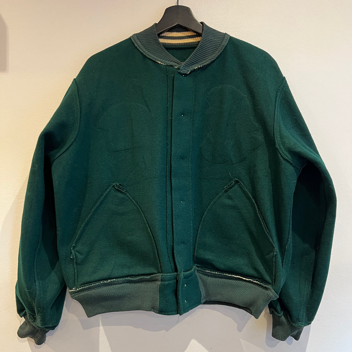 1951s ~ 1961s Champion Varsity Wool Green Jacket with Michigan State Crest and Gruff Sparty Patch
