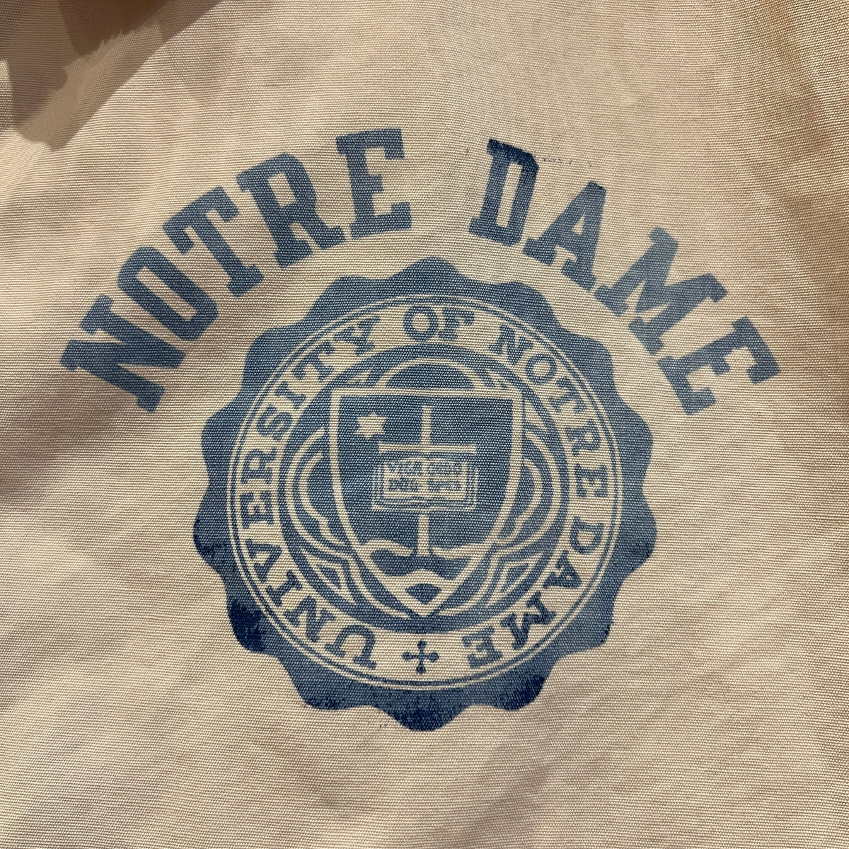 1960s Champion Varsity Cotton Cream Jacket with Notre Dame Crest Print