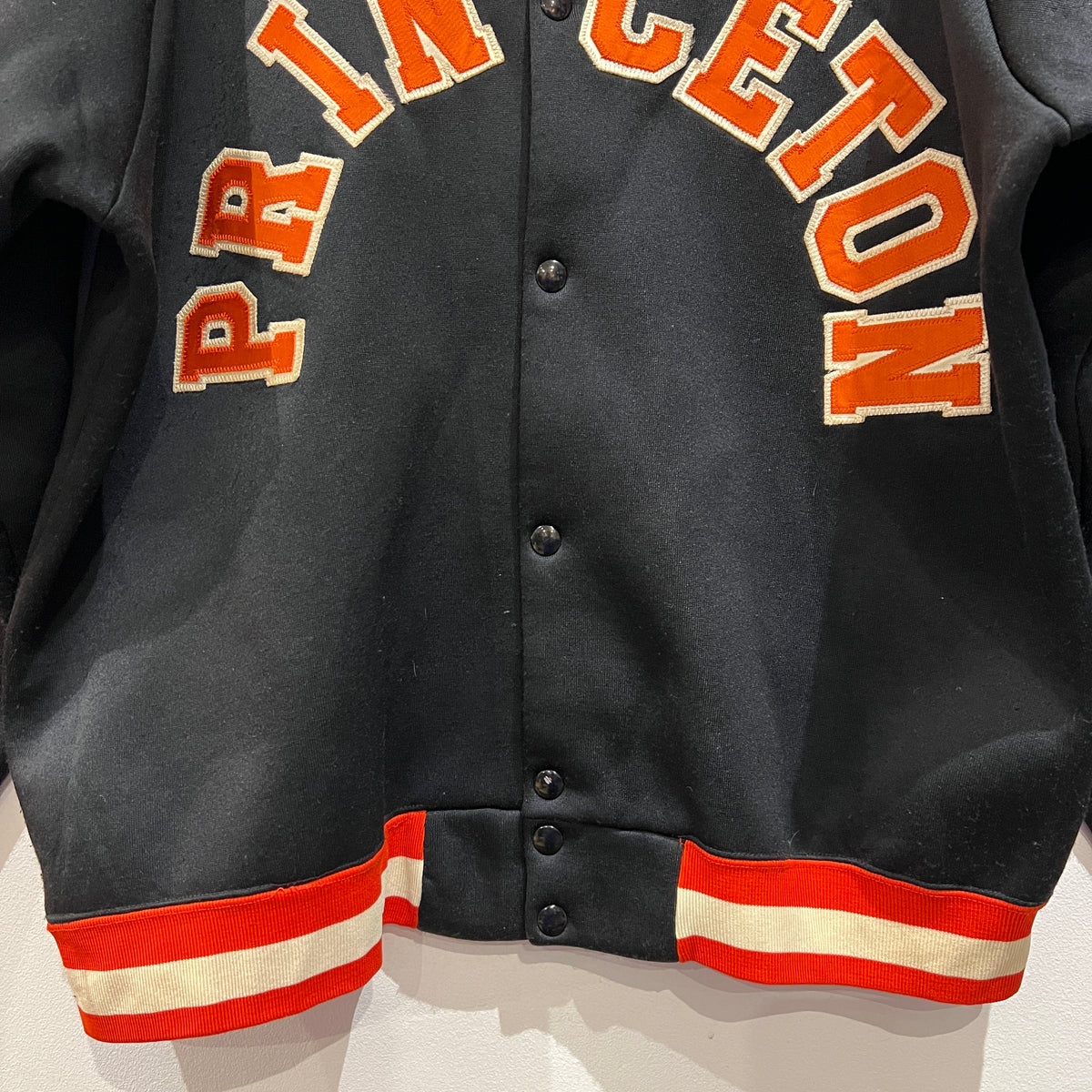 1960s Champion Varsity Black Jacket with Princeton Letter Patch