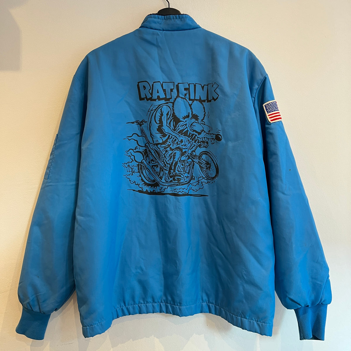 1970s "The Great Lakes Jacket" Zip-up Royal Blue Jacket with Iconic Rat Fink Print