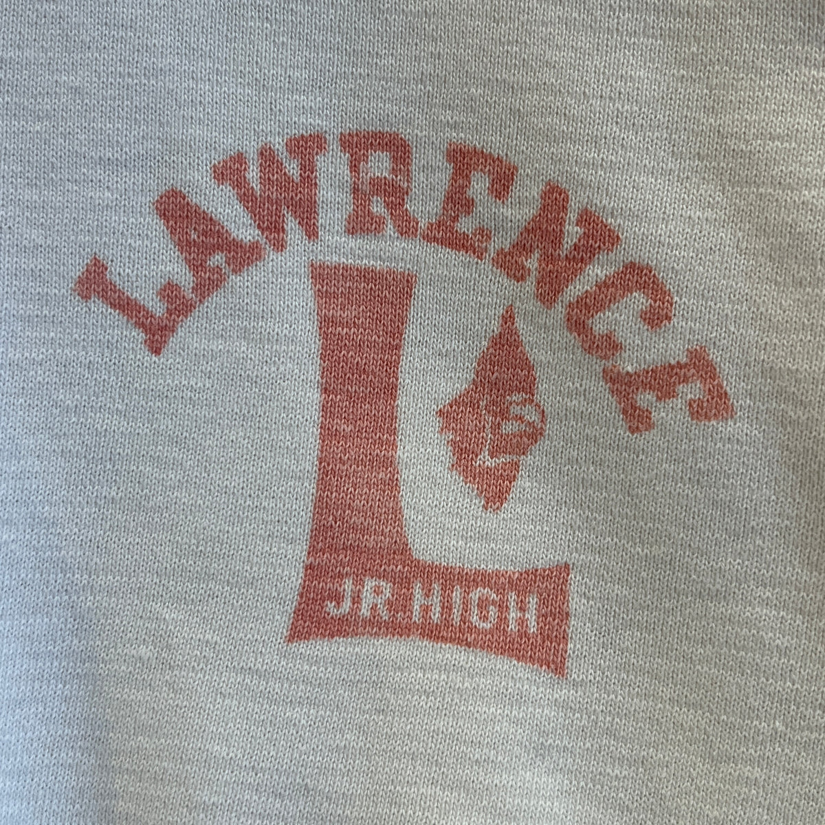 1951s ~ 1961s Champion Half Zip White Sweatshirt with Lawrance Jr. High Print
