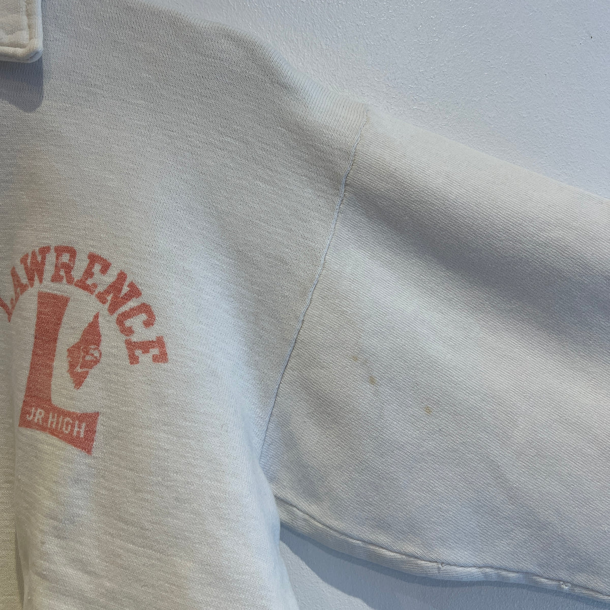 1951s ~ 1961s Champion Half Zip White Sweatshirt with Lawrance Jr. High Print
