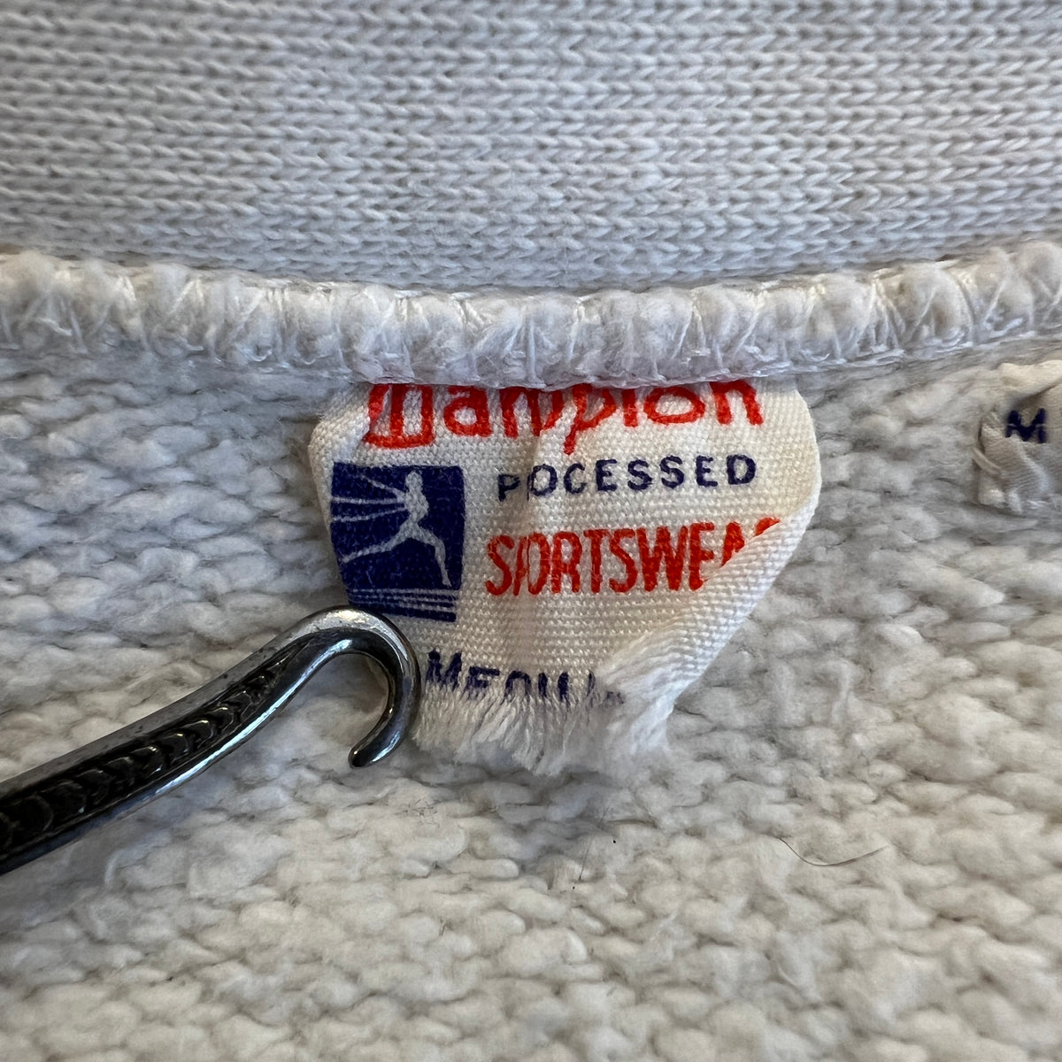 1951s ~ 1961s Champion Half Zip White Sweatshirt with Lawrance Jr. High Print