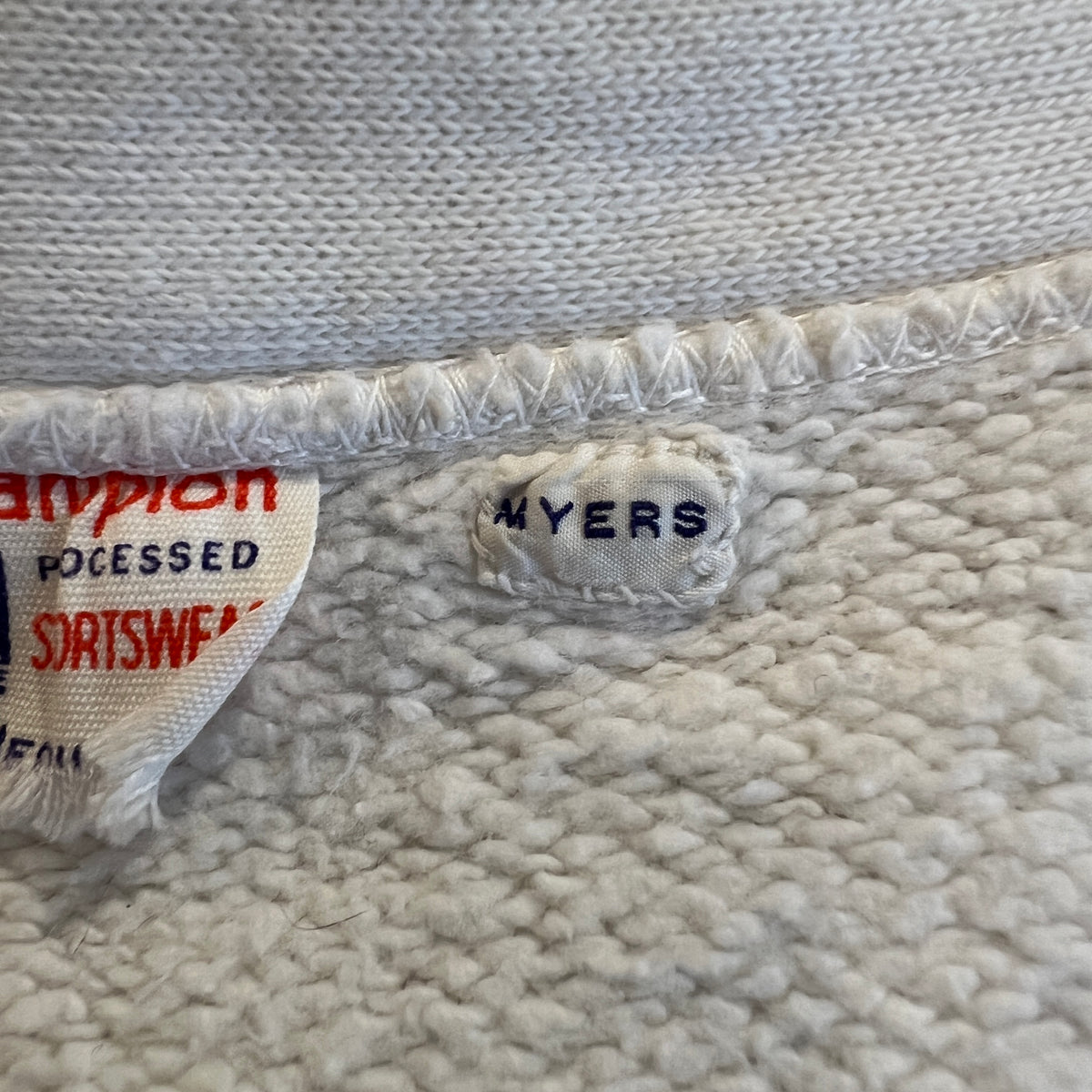 1951s ~ 1961s Champion Half Zip White Sweatshirt with Lawrance Jr. High Print